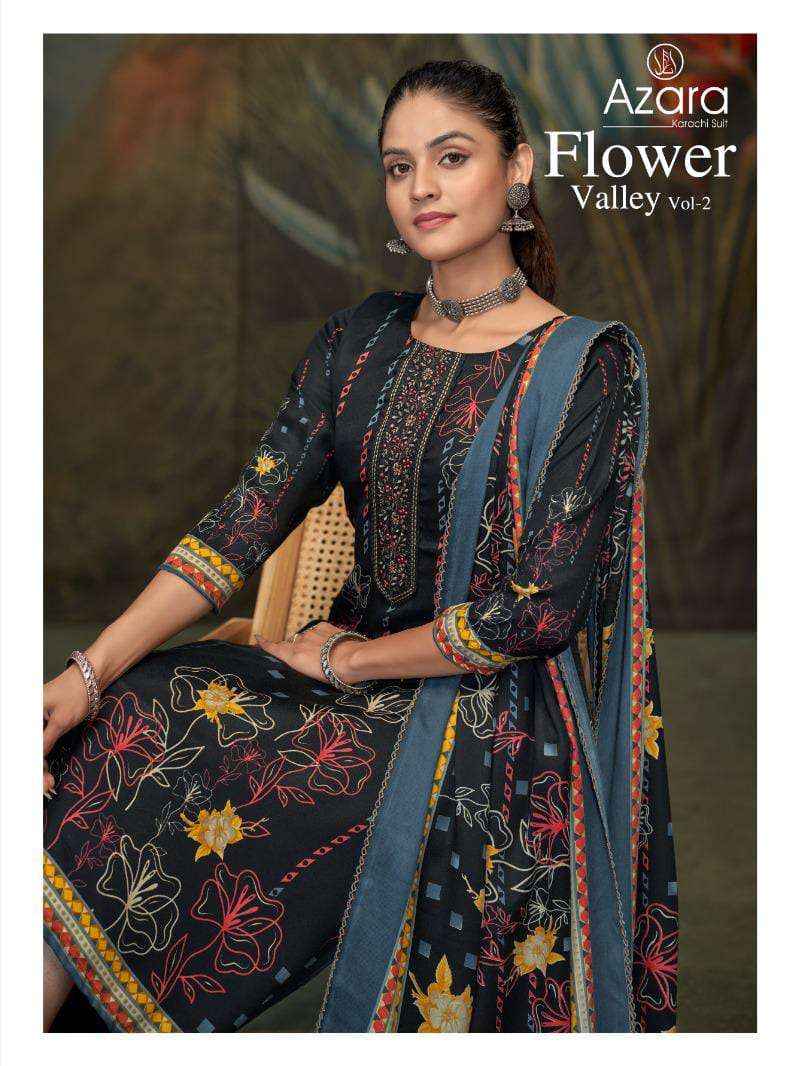 RADHIKA FASHION AZARA FLOWER VALLEY VOL 2 COTTON DRESS MATERIAL ( 4 PCS CATALOG )