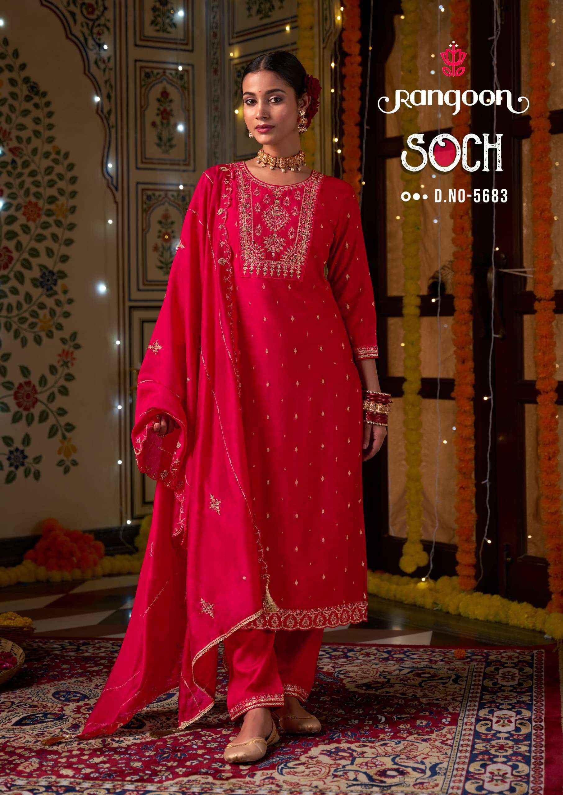 Rangoon Soch Readymade Viscouse Jacquard Dress 4 pcs Catalogue