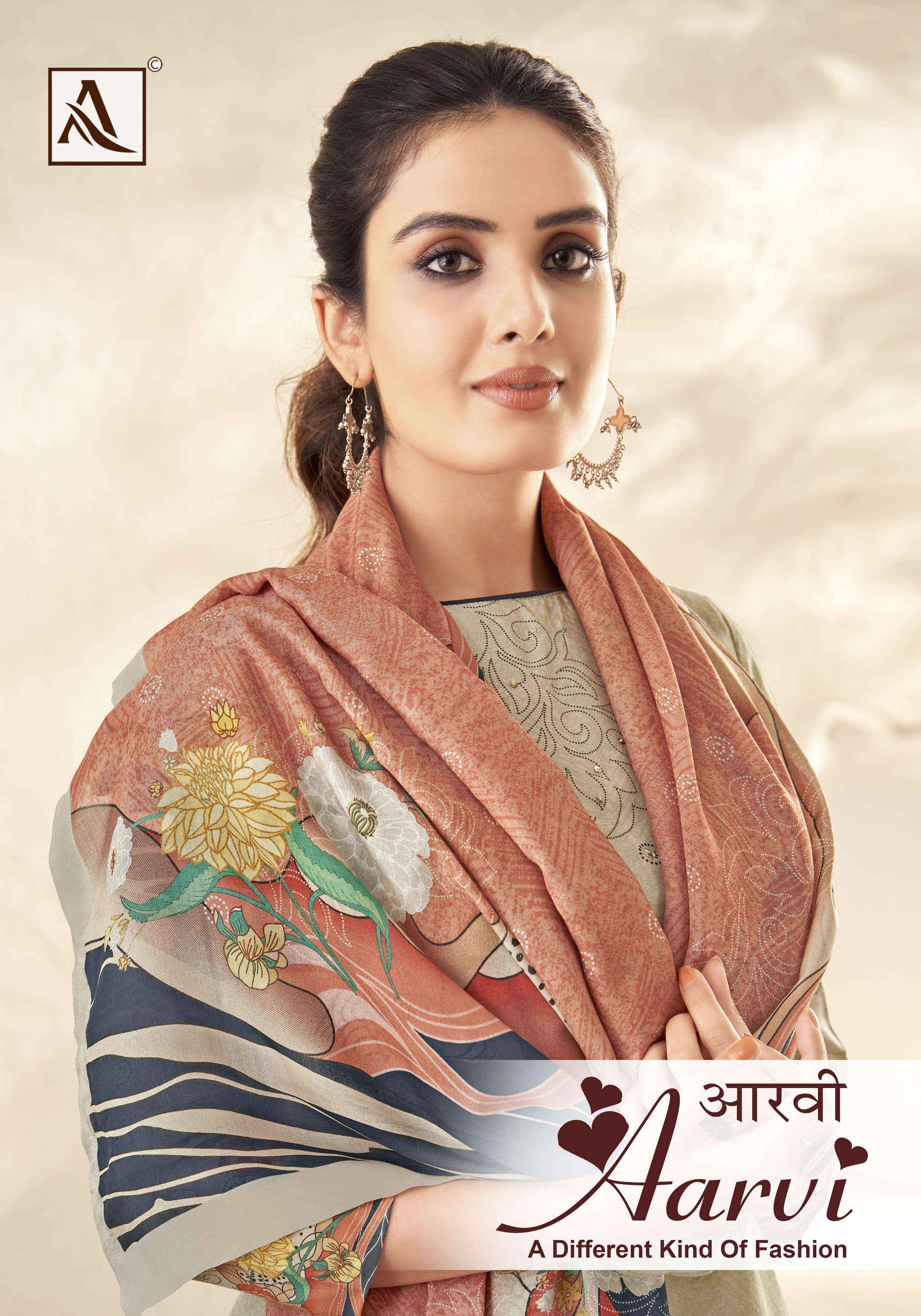 ALOK SUITS AARVI WHOLESALE MUSLIN DESIGNER DRESS MATERIAL ( 6 PCS CATALOGUE )