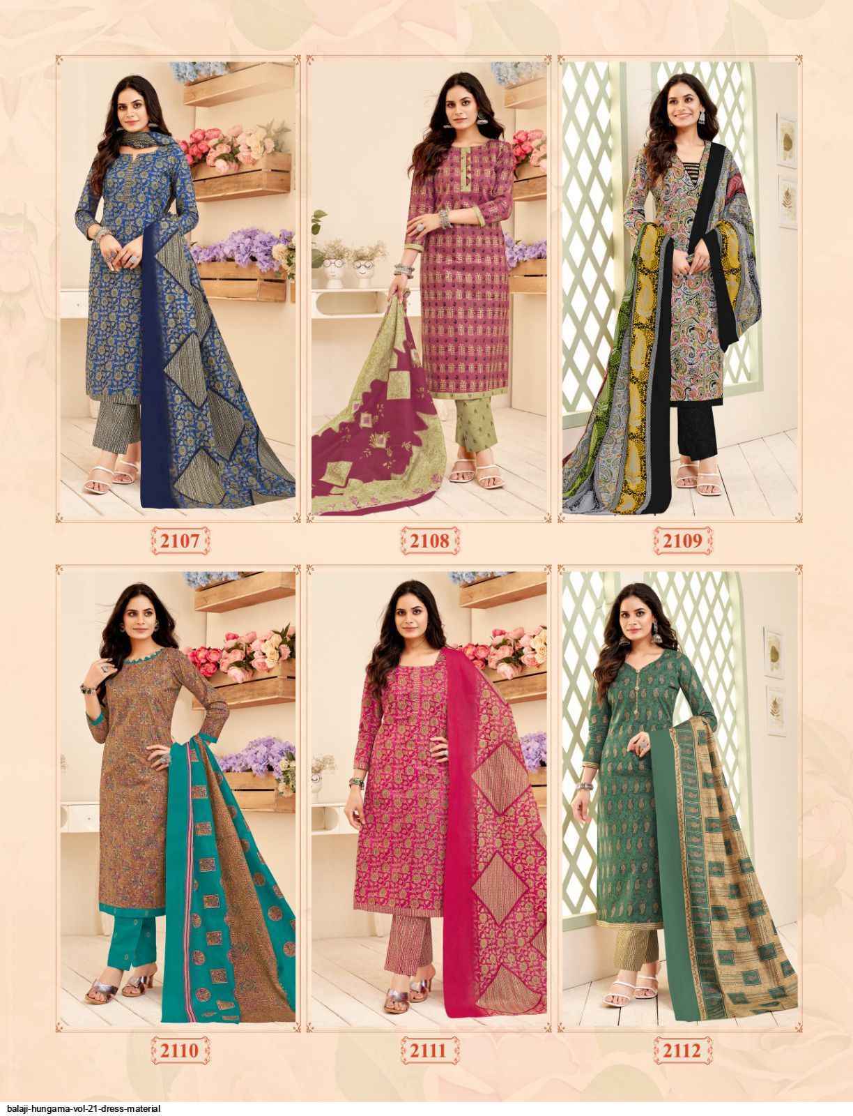 Balaji Cotton Hangama Vol 21 Wholesale Salwar Suits ( 12 pcs Catalogue )