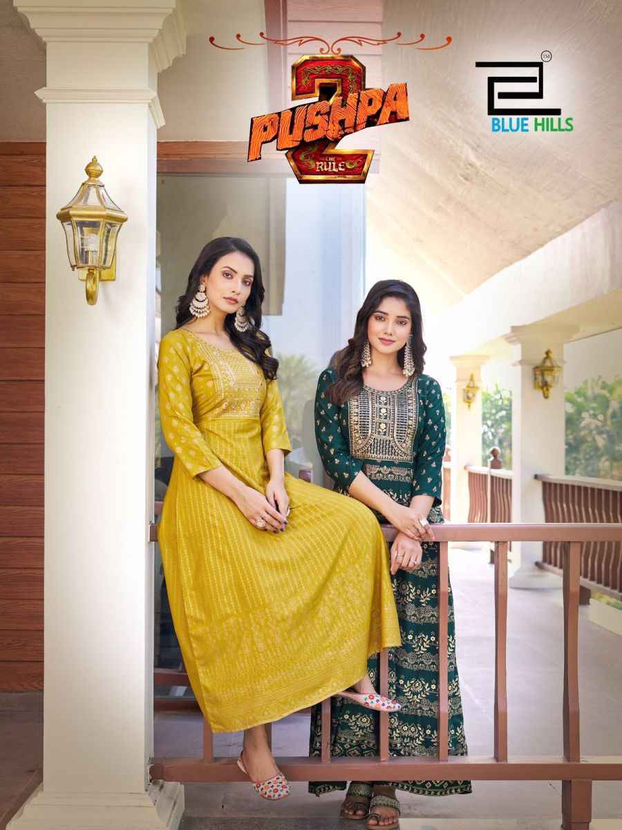 Blue Hills Pushpa 2 Wholesale Rayon Anarkali Gown ( 8 pcs Catalogue )