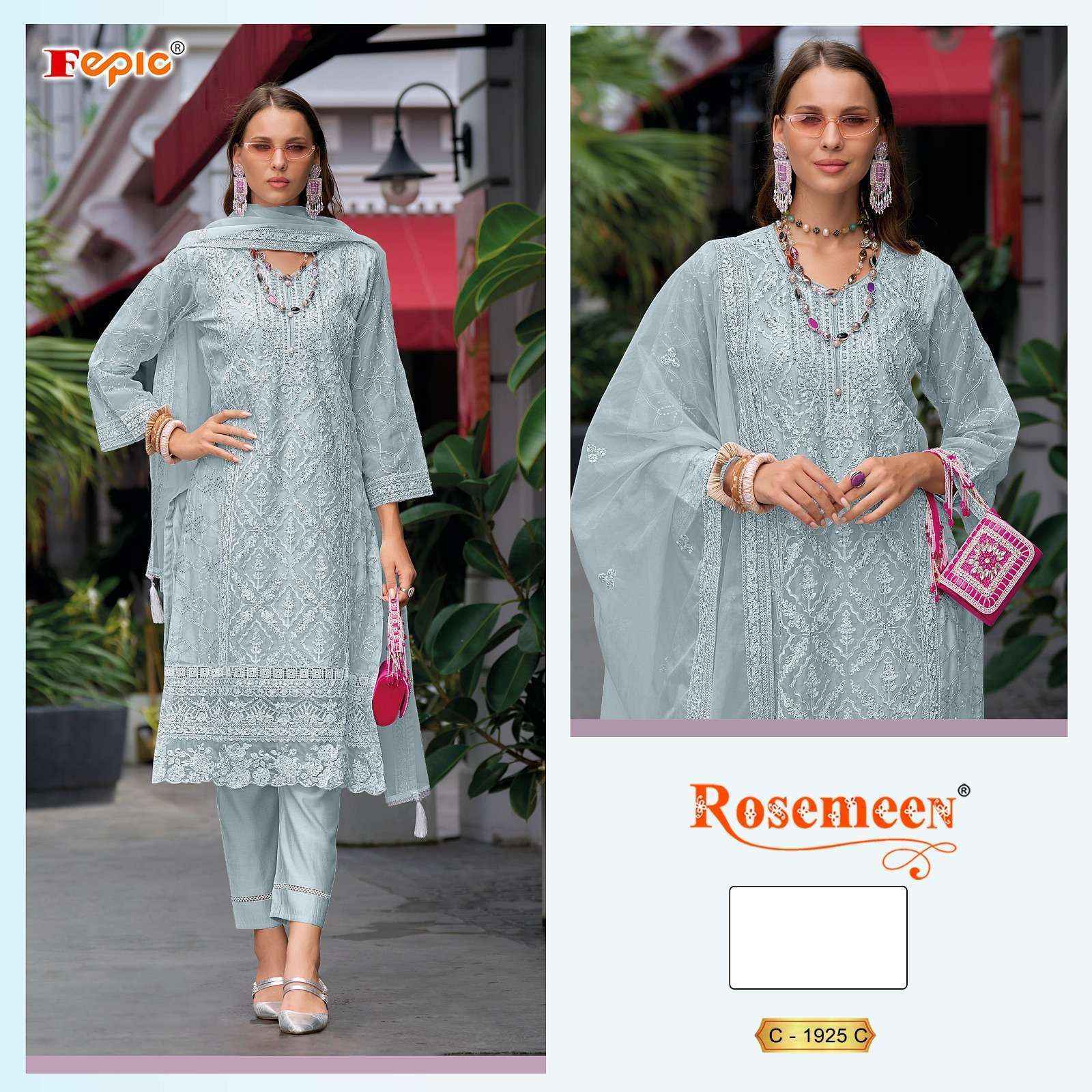 Fepic Rosemeen C 1925 Organza Dress Material Wholesale Price ( 3 Pcs Catalog )