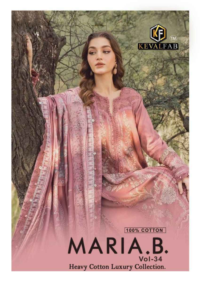 Keval Fab Maria B Vol 34 Cotton Dress Material Wholesale Price ( 6 Pcs Catalog )