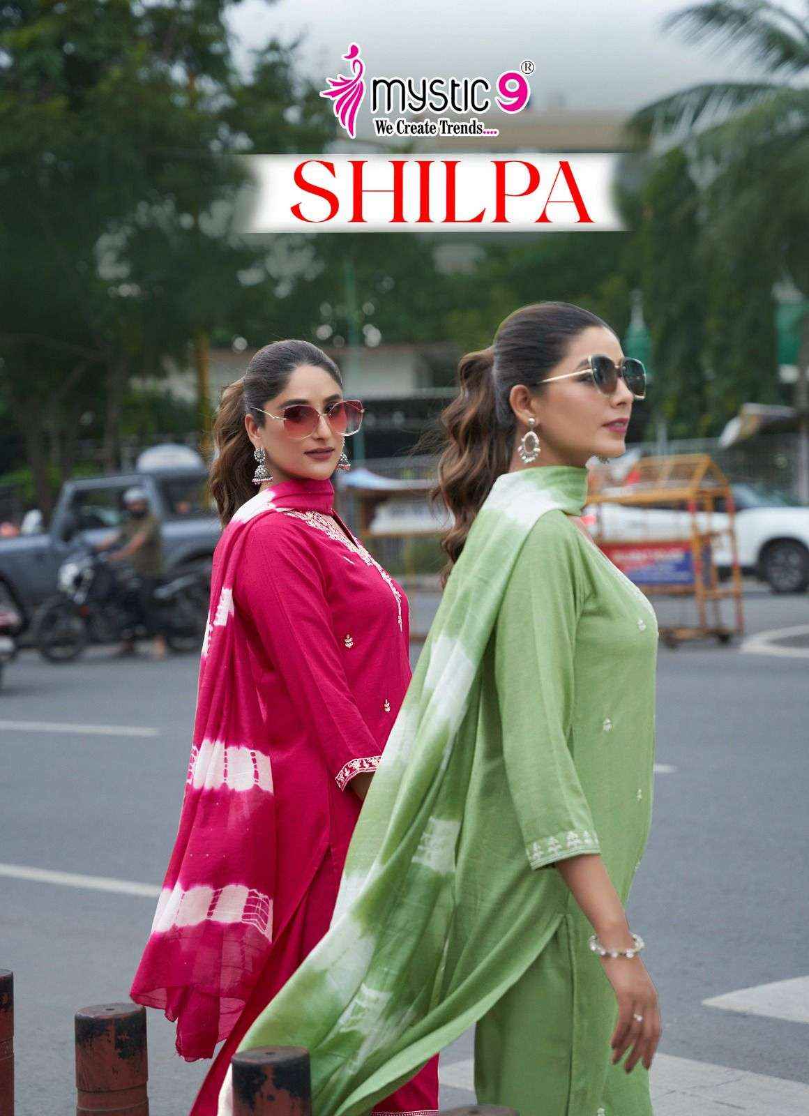 MYSTIC 9 SHILPA VOL 1 WHOLESALE RAYON READYMADE SUITS ( 8 PCS CATALOGUE )