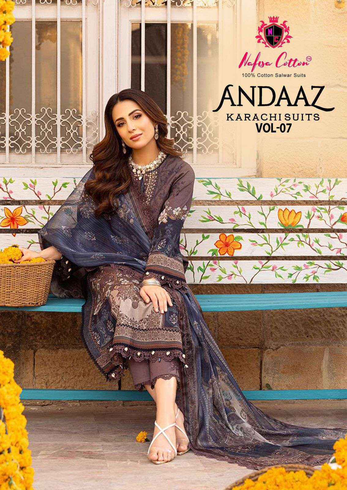 Nafisa Cotton Andaaz Karachi Suits Vol 7 Cotton Dress Material Wholesale Price ( 6 Pcs Catalog )