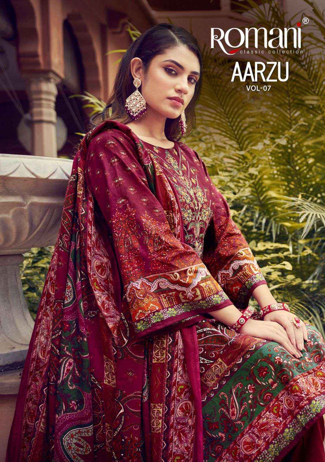 ROMANI AARZU VOL 7 WHOLESALE COTTON DRESS MATERIAL ( 8 PCS CATALOGUE )