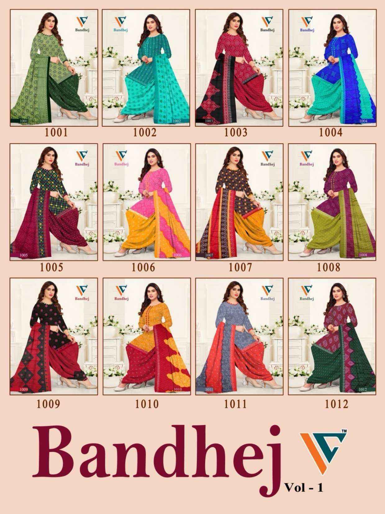 VANDANA‎‎‎ CREATION BANDHEJ VOL 1 COTTON PATIYALA SUITS ( 12 PCS CATALOGUE )