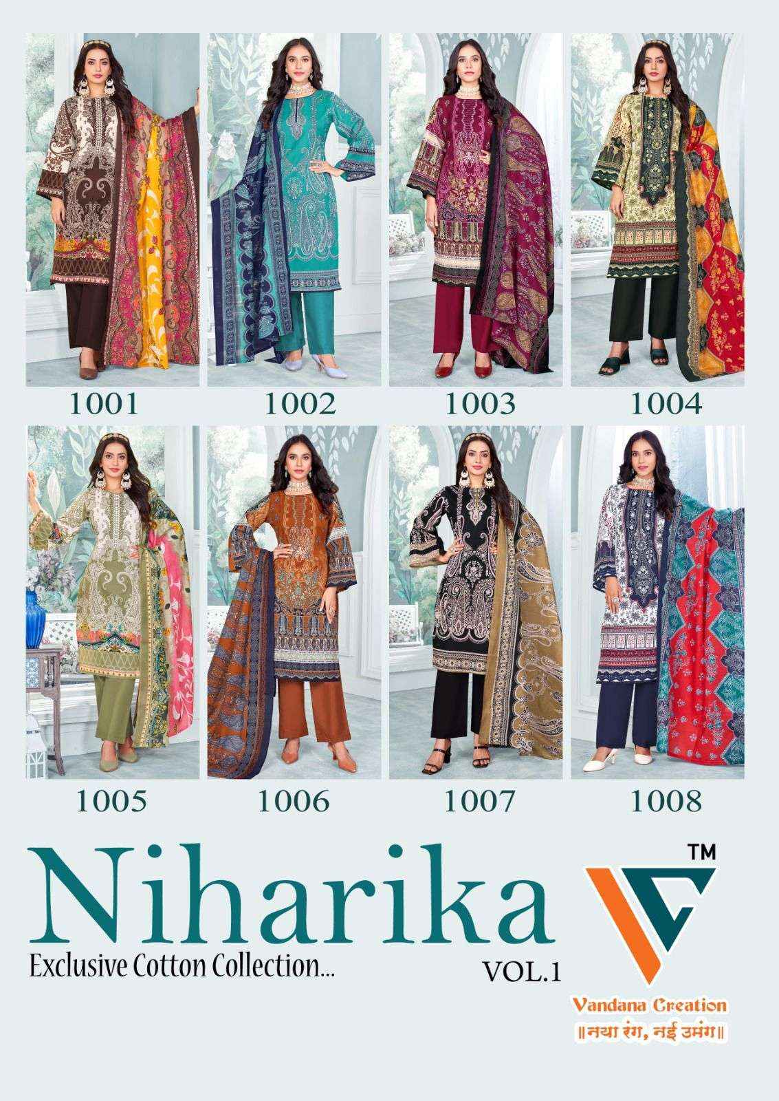 VANDANA‎‎‎‎ CREATION NIHARIKA VOL 1 COTTON DRESS MATERIAL ( 8 PCS CATALOGUE )