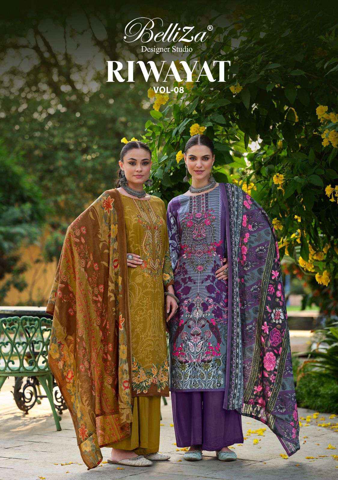 BELLIZA DESIGNER RIWAYAT VOL 8 WHOLESALE RAYON DRESS MATERIAL ( 8 PCS CATALOGUE )