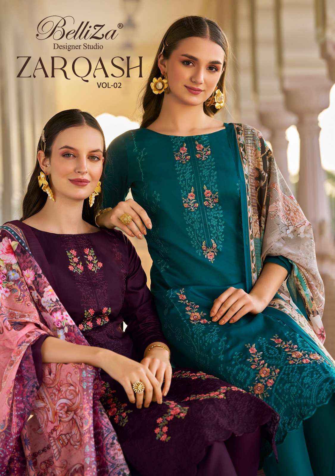 BELLIZA DESIGNER ZARQASH VOL 2 JAM COTTON DRESS MATERIAL ( 8 PCS CATALOG )