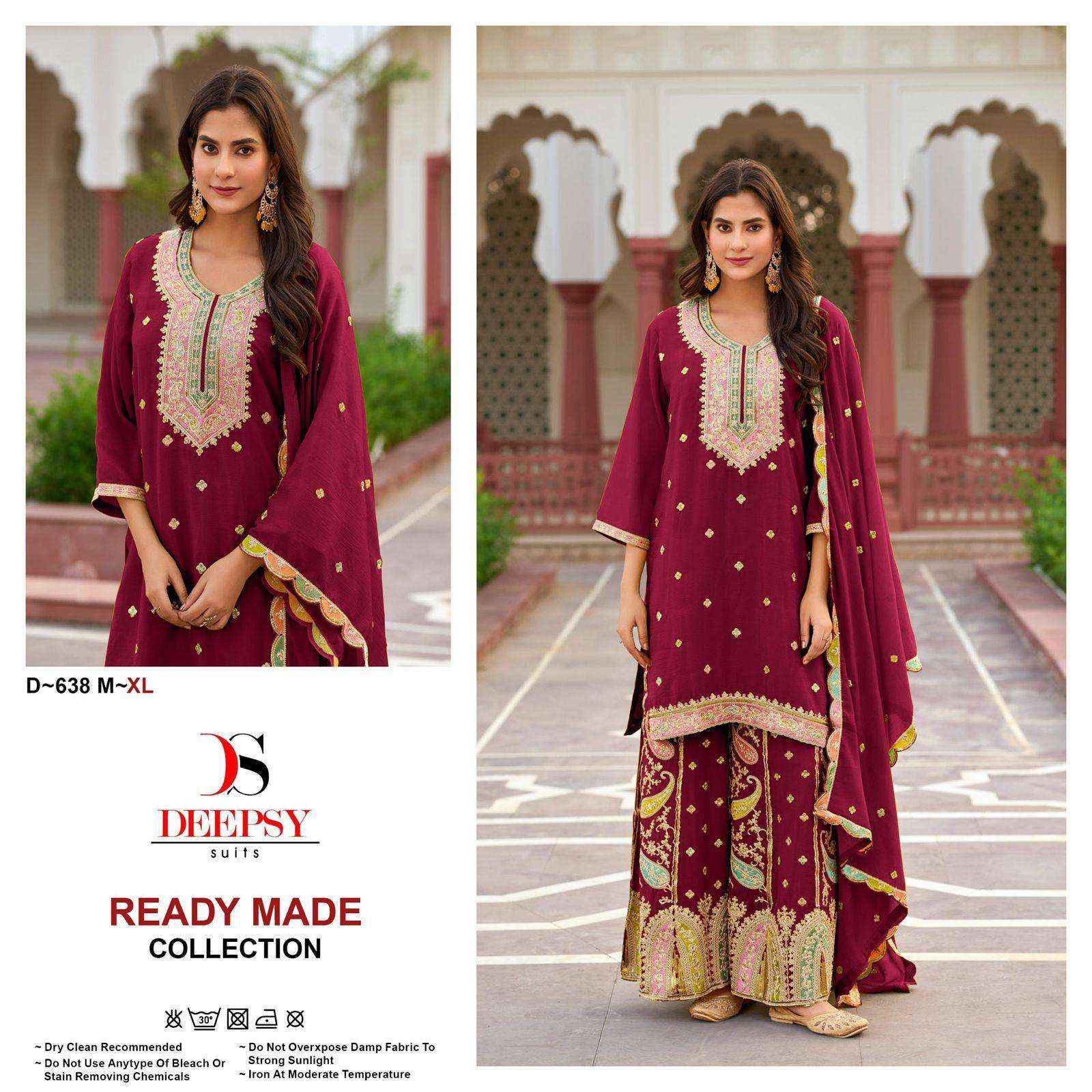 DEEPSY SUITS D 638 HEAVY EMBROIDERY DESIGNER PAKISTANI SUIT ( 3 PCS CATALOGUE )