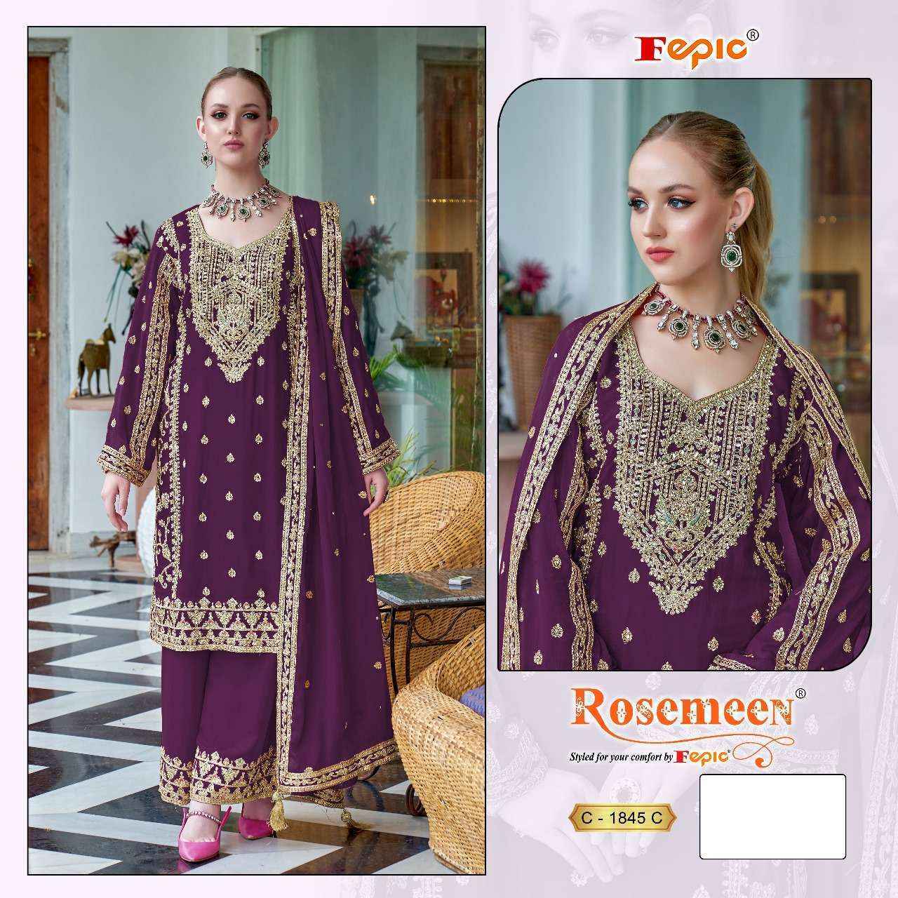 Fepic Rosemeen C 1845 Wholesale Chinon Dress Material ( 3 pcs Catalogue )