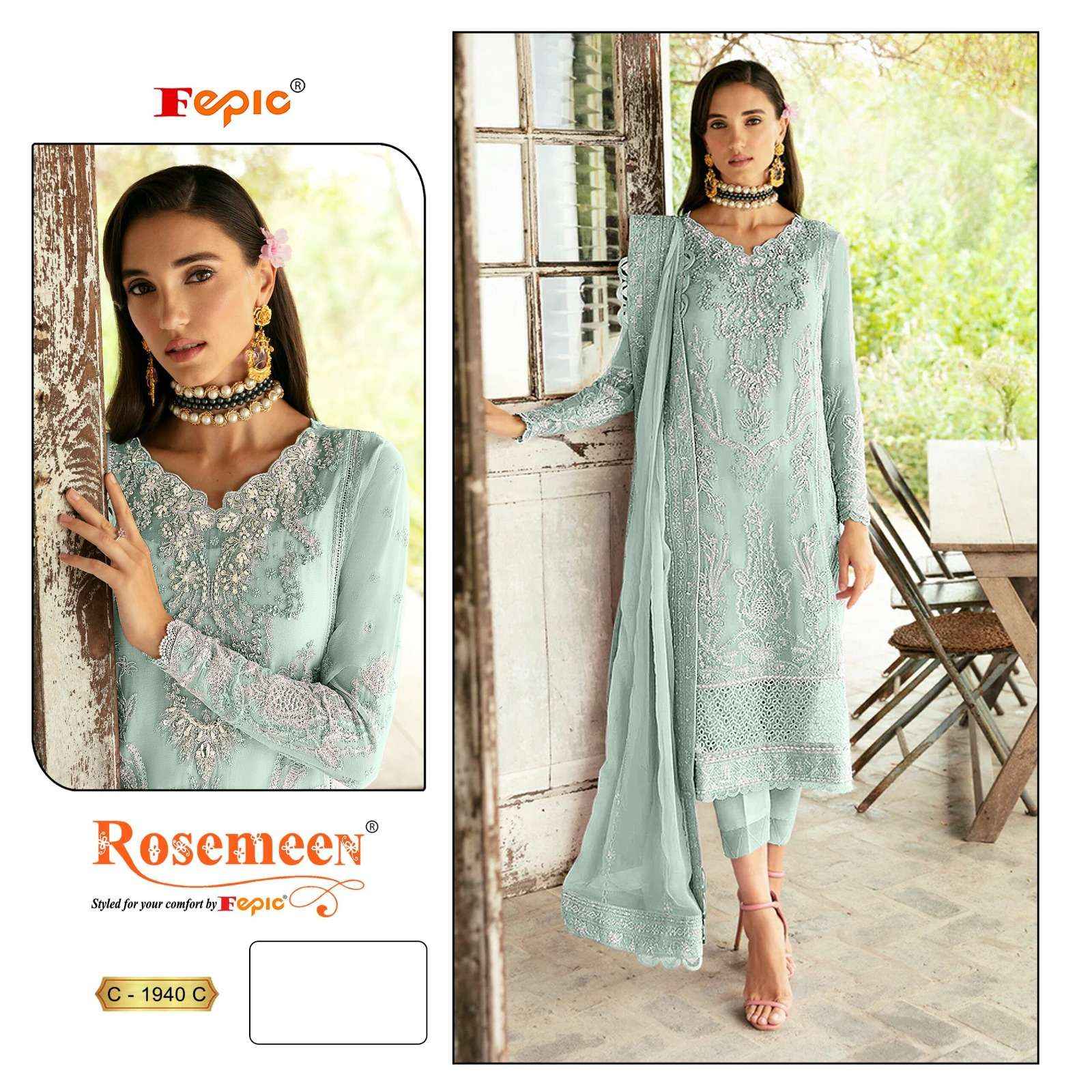 FEPIC ROSEMEEN C 1940 GEORGETTE EMBROIDERED PAKISTANI SUIT WHOLESALE PRICE ( 3 PCS CATALOG )