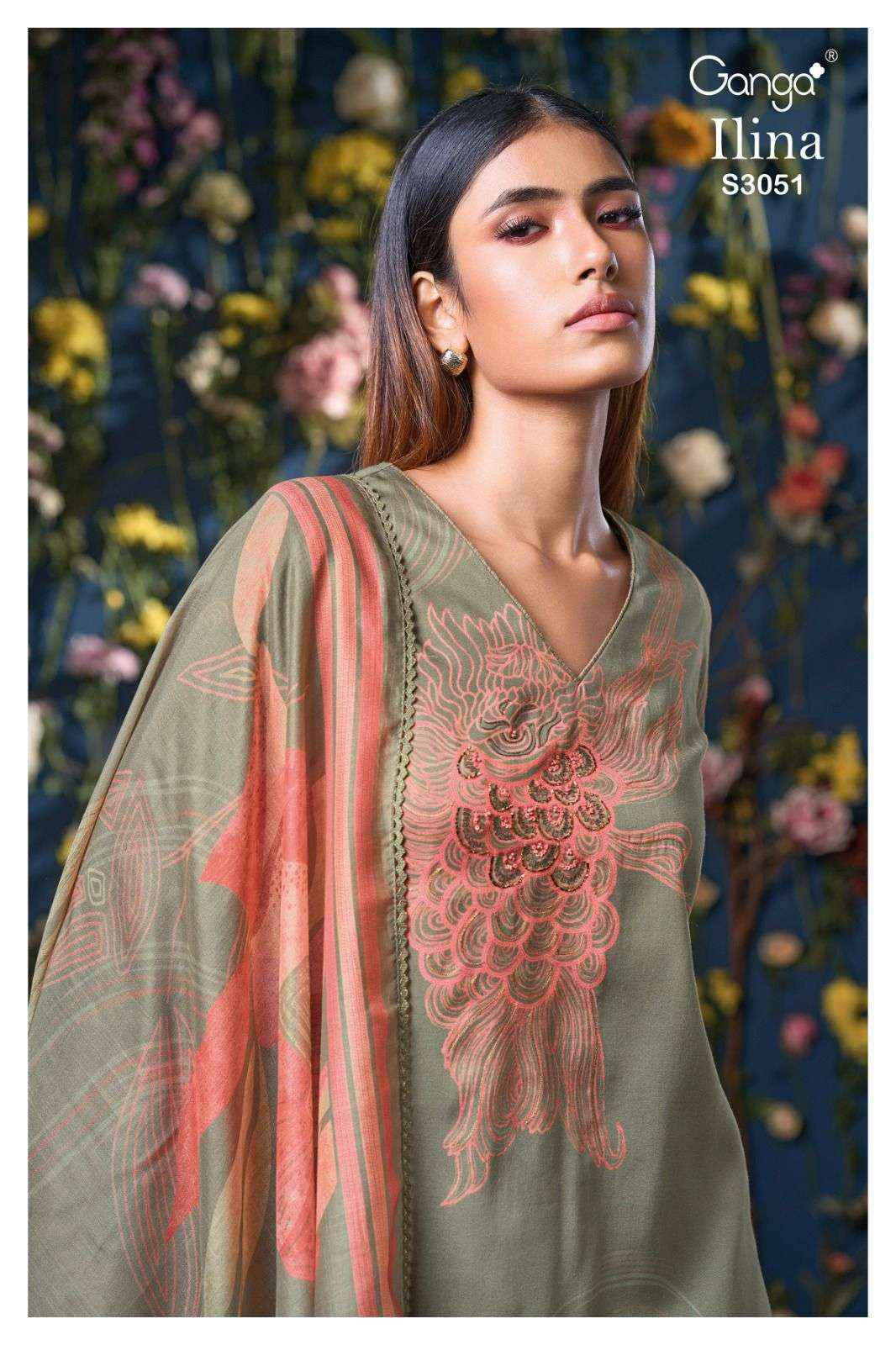 Ganga Fashion Lina 3051 Premium Cotton Satin Suit Dress Material Wholesale Price ( 4 Pcs Catalog )