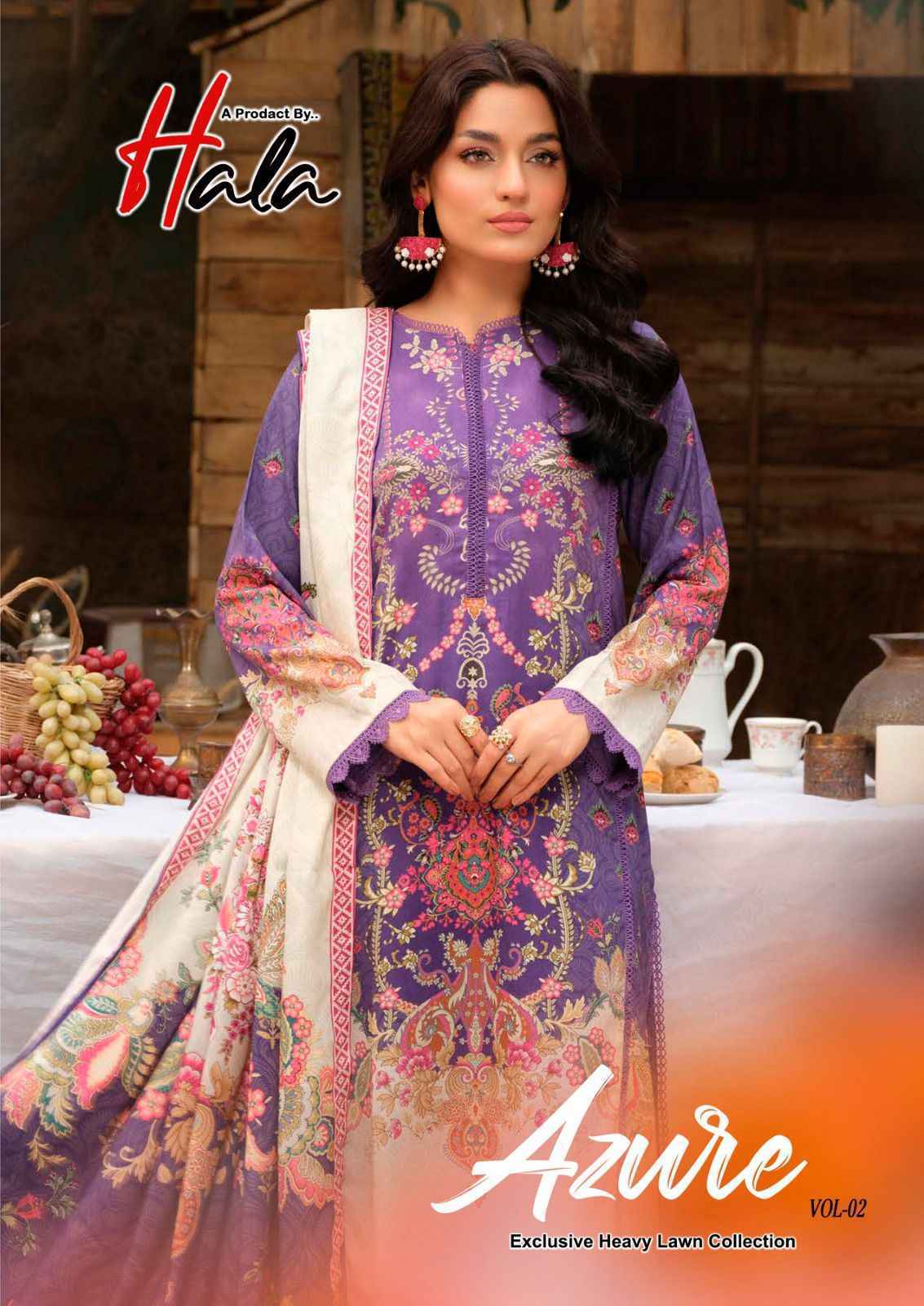 Hala Cotton Azure Vol 2 Wholesale Lawn Cotton Dress Material ( 6 pcs Catalogue )