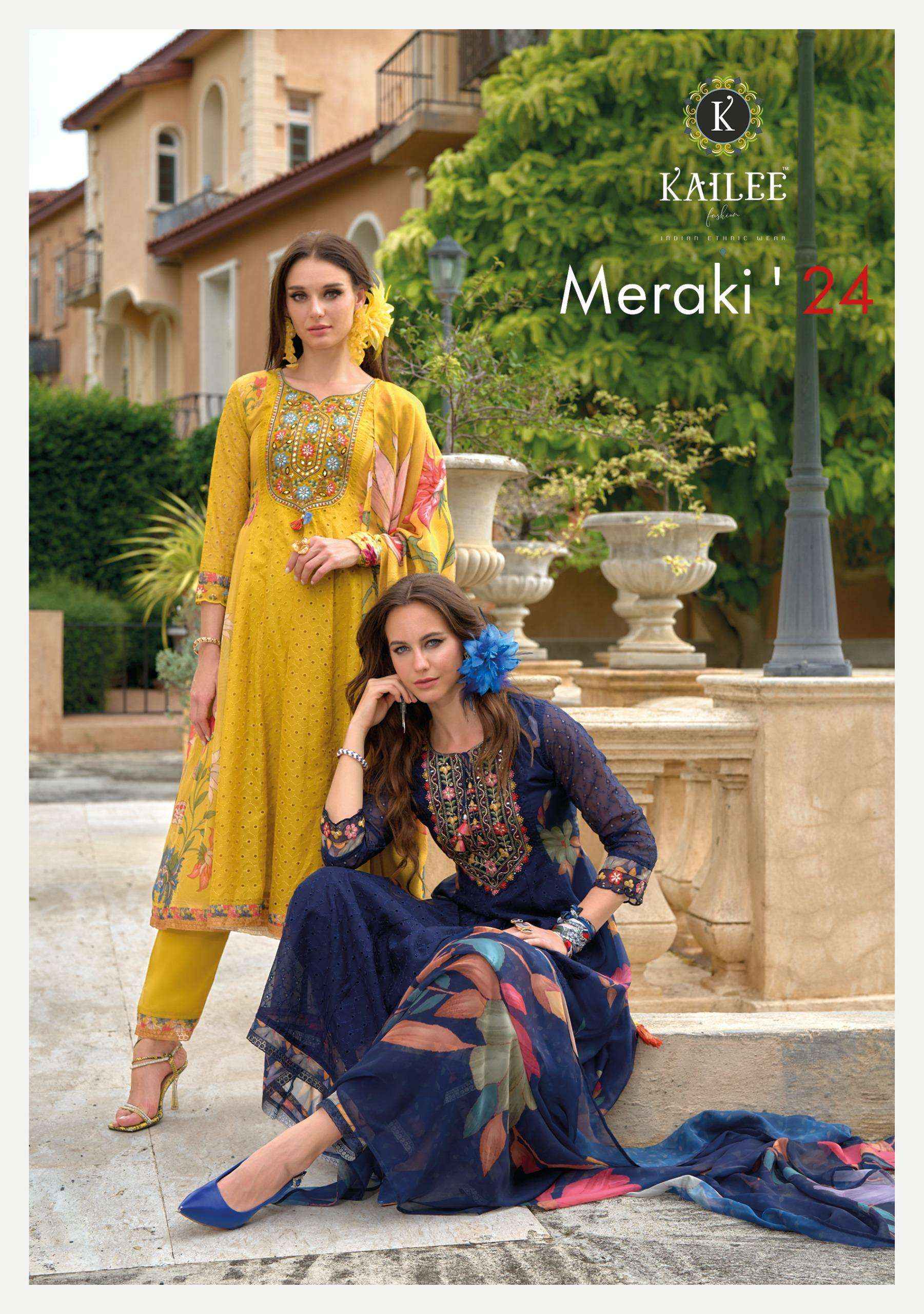 KAILEE FASHION MERAKI WHOLESALE CHIKNAKARI DESIGNER ANARKALI SUIT ( 6 PCS CATALOGUE )