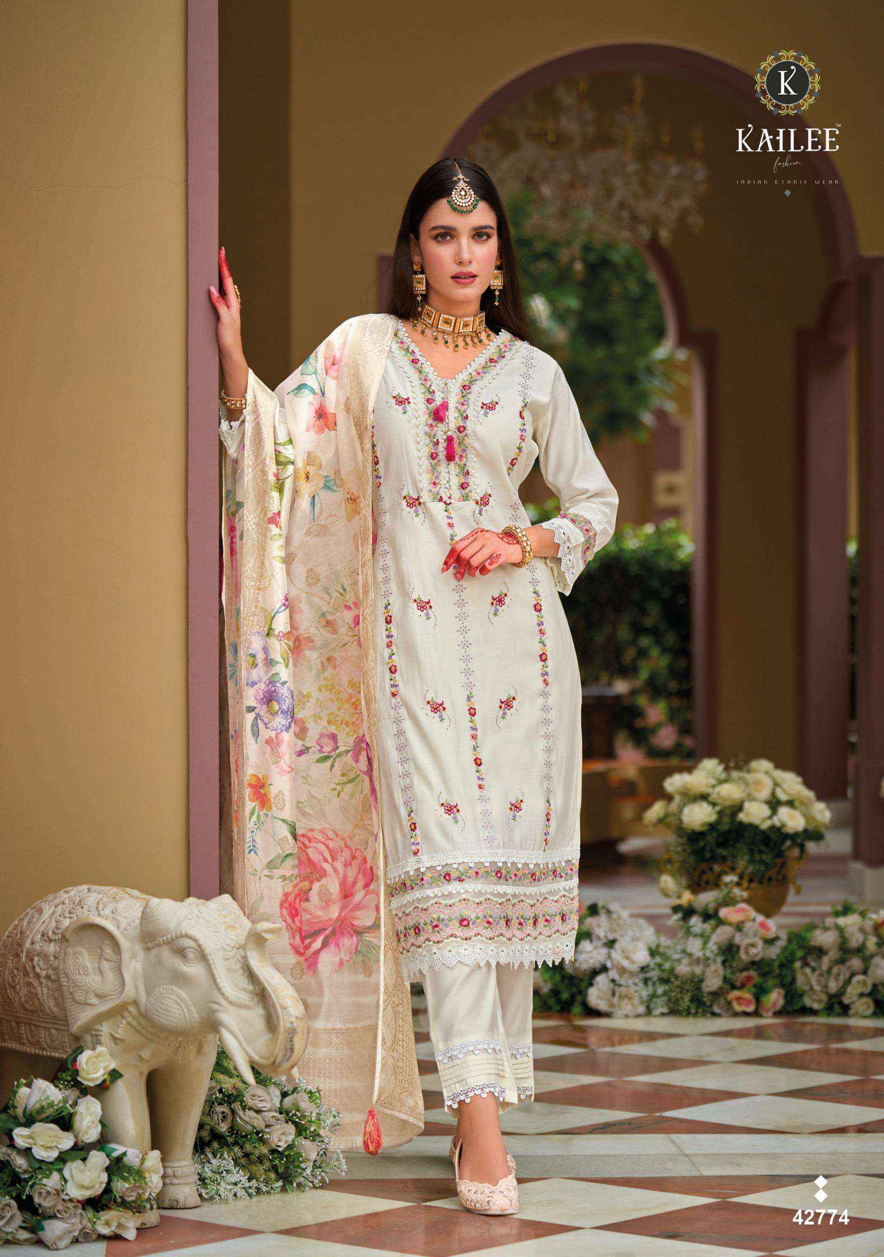 KAILEE FASHION NAQUSH VISCOSE SILK DESIGNER LADIES REDYMADE SUIT WHOLESALE PRICE ( 6 PCS CATALOG )