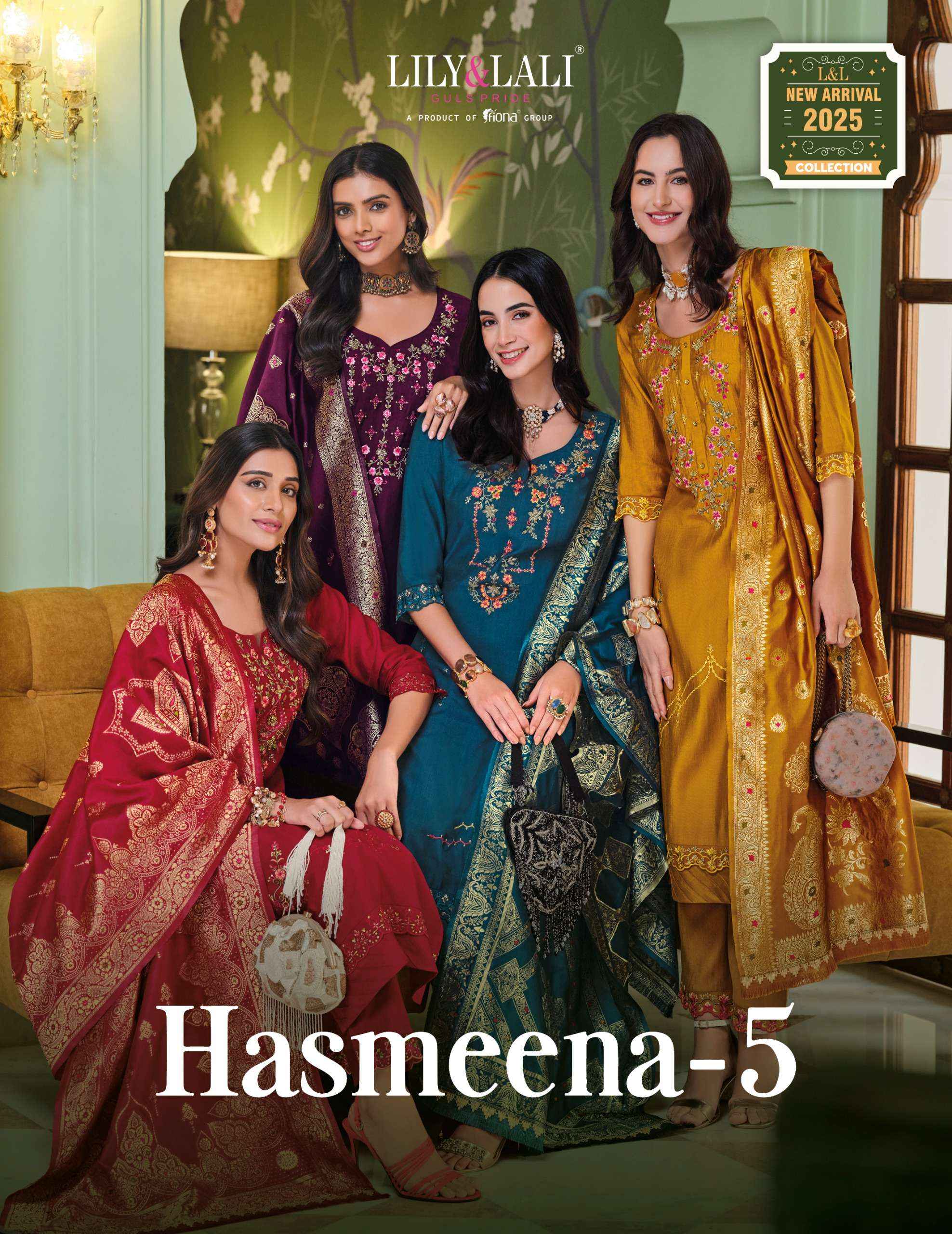 LILY AND LALI HASMEENA VOL 5 VISCOSE DESIGNER WORK SUIT WHOLESALE PRICE ( ^ PCS CATALOG )