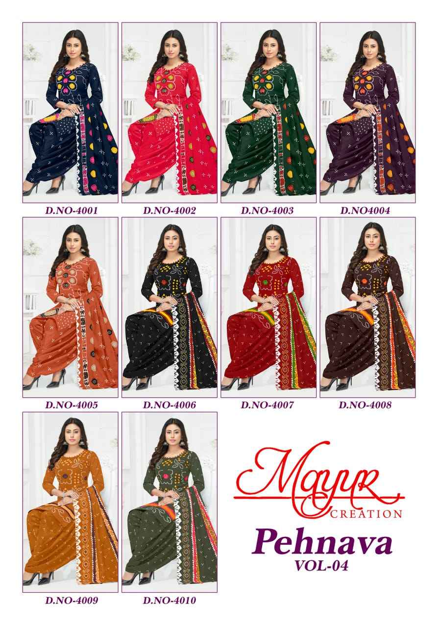 Mayur Creation Phenava Vol 4 Wholesale Pure Cotton Printed Dress Material ( 10 Pcs Catalogue )