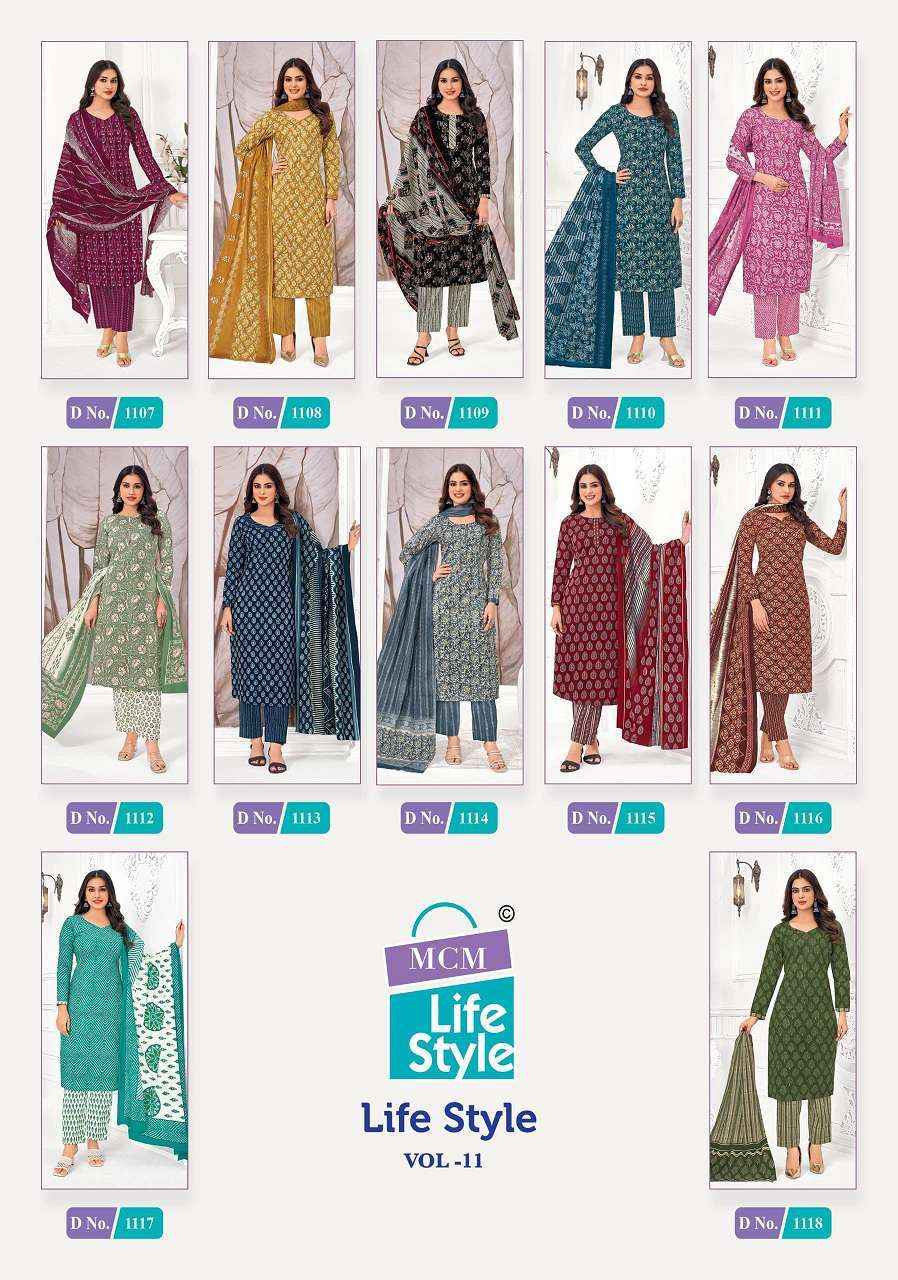 Mcm Life Style Vol 11 Readymade Pure Cotton Readymade Top Bottom Dupatta Set Wholesale Price ( 12 Pcs Catalog )