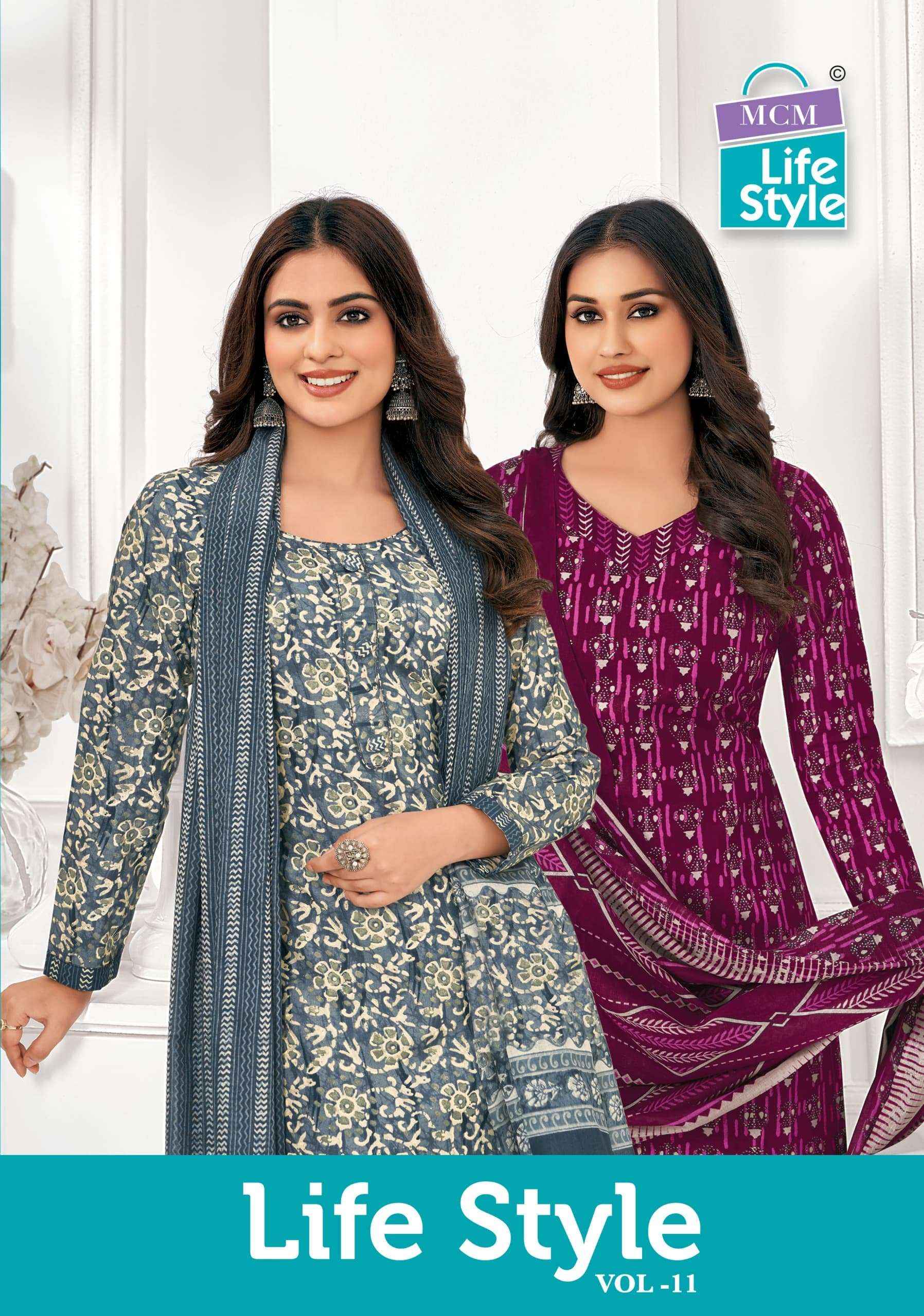 MCM LIFESTYLE VOL 11 PURE COTTON READYMADE SUITS ( 1 2 PCS CATALOGUE )