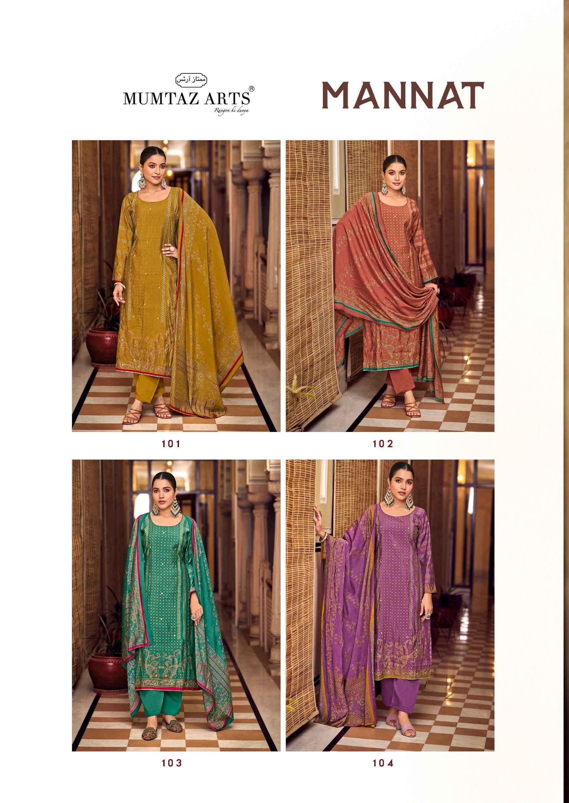 Mumtaz Arts Nayaab Mannat Wholesale Viscose Maslin Dress Material ( 4 Pcs Catalogue )