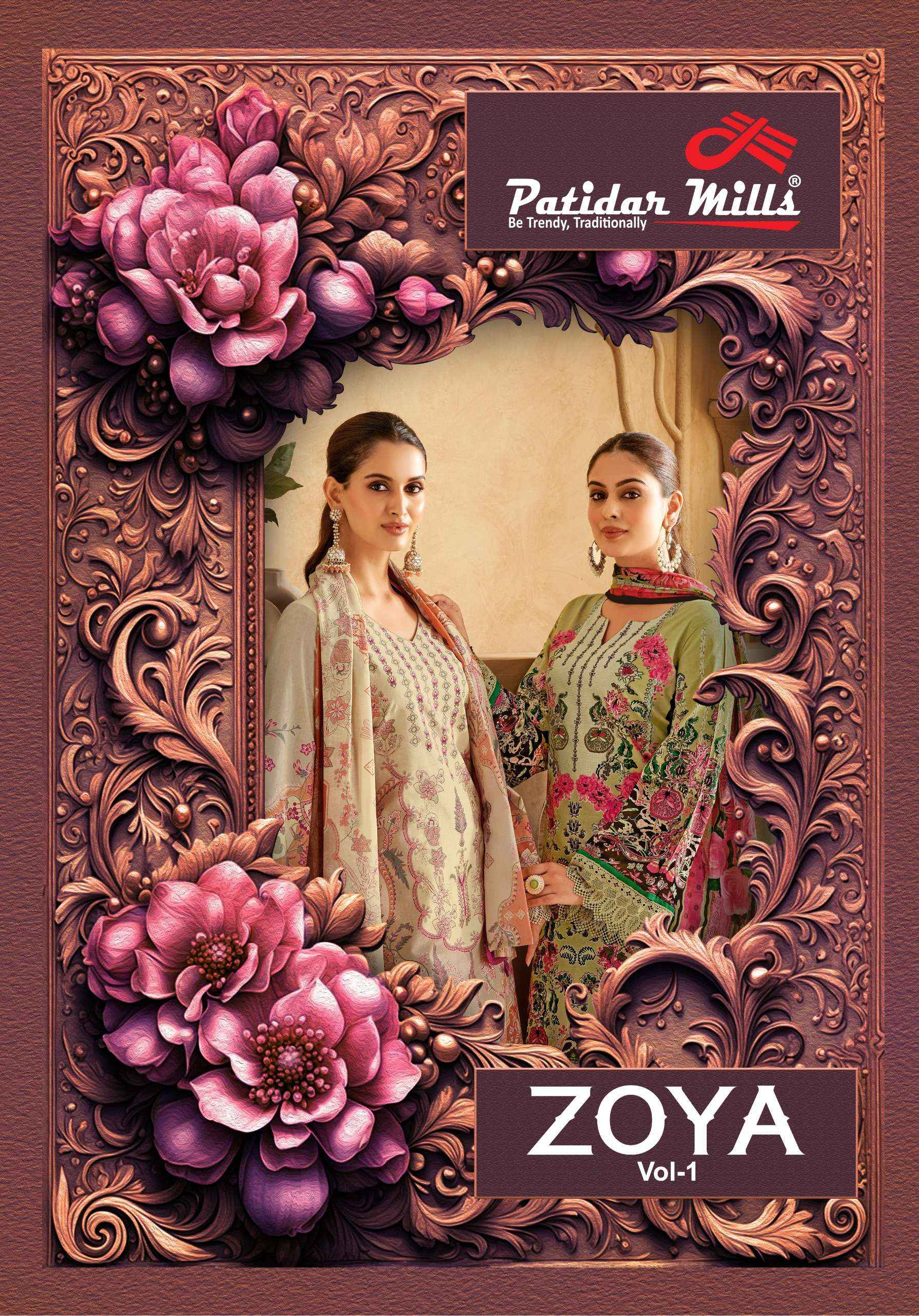 PATIDAR MILLS ZOYA VOL 1 WHOLESALE PRICE COTTON SALWAR KAMEEZ ( 8 PCS CATALOGUE )