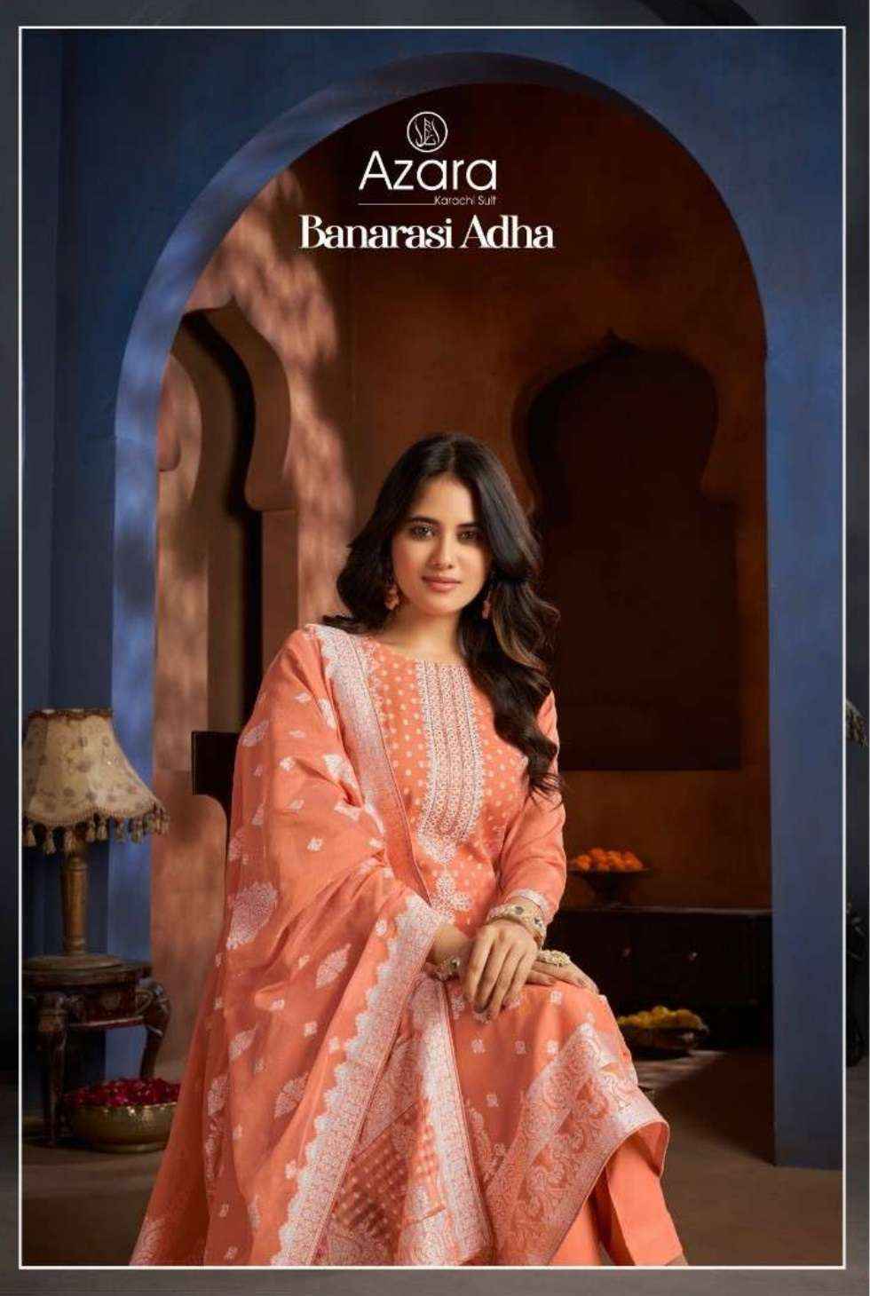 Radhika Fashion Azara Banarasi Adha Cotton Jacquard Dress Material Wholesale Price ( 6 Pcs Catalog )