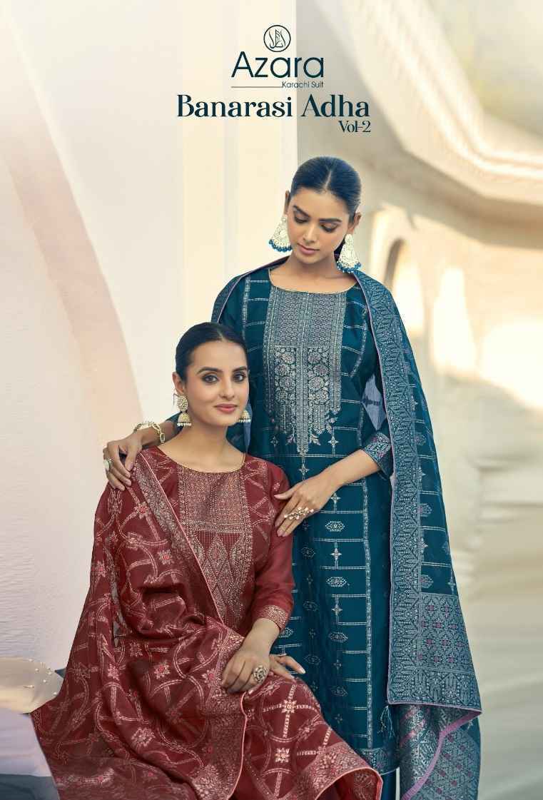 Radhika Fashion Azara Banarasi Adha Vol 2 Cotton Jacquard Dress Material ( 6 Pcs Catalog )