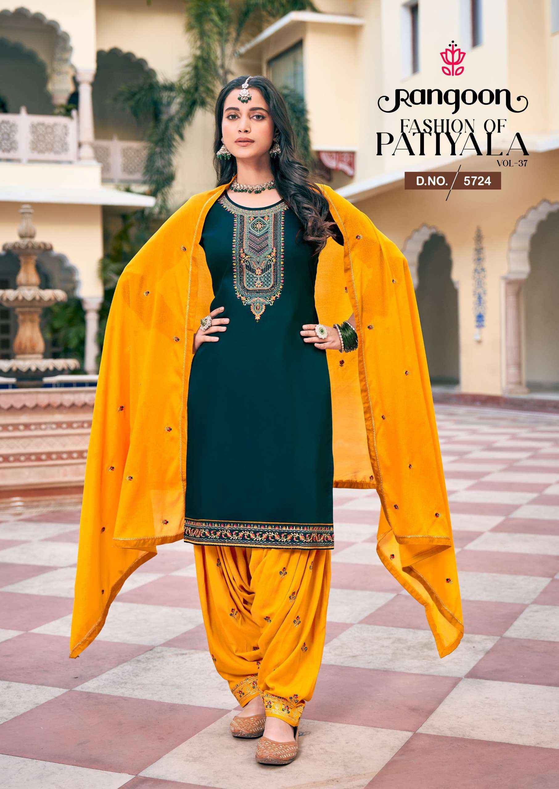 RANGOON FASHION OF PATIYALA VOL 37 WHOLESALE SILK READYMADE SUIT (  6 PCS CATALOGUE )