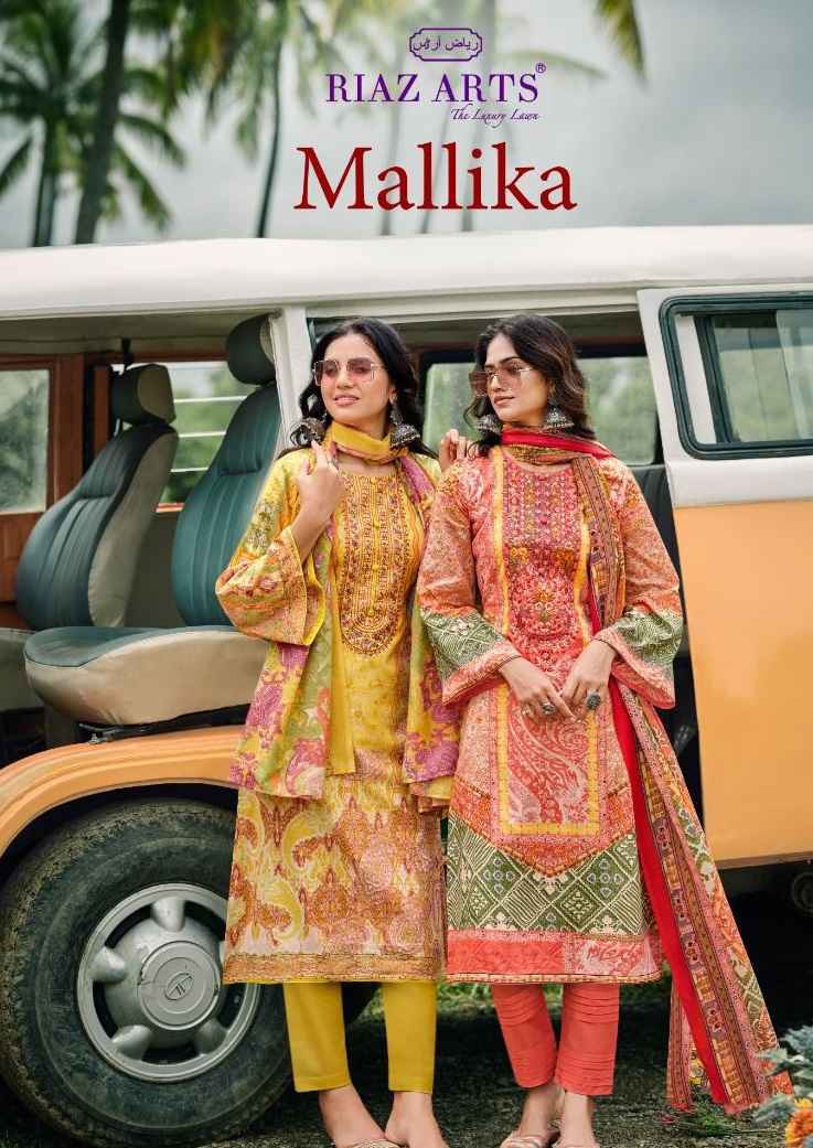 Riaz Arts Mallika Karachi Wholesale Lawn Dress Material ( 8 pcs Catalogue )