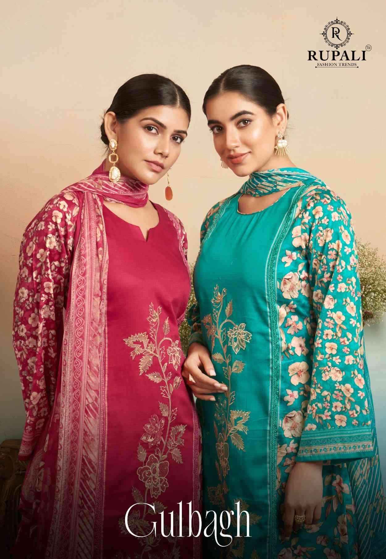 Rupali Fashion Gulbagh Pure Jam Satin Fancy Dress Material Wholesale Price ( 4 Pcs Catalog )