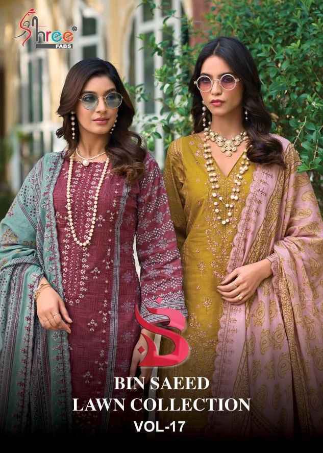 Shree Fabs Bin Saeed Lawn Collection Vol 17 Wholesale Cotton Dress Material ( 6 pcs Catalogue )