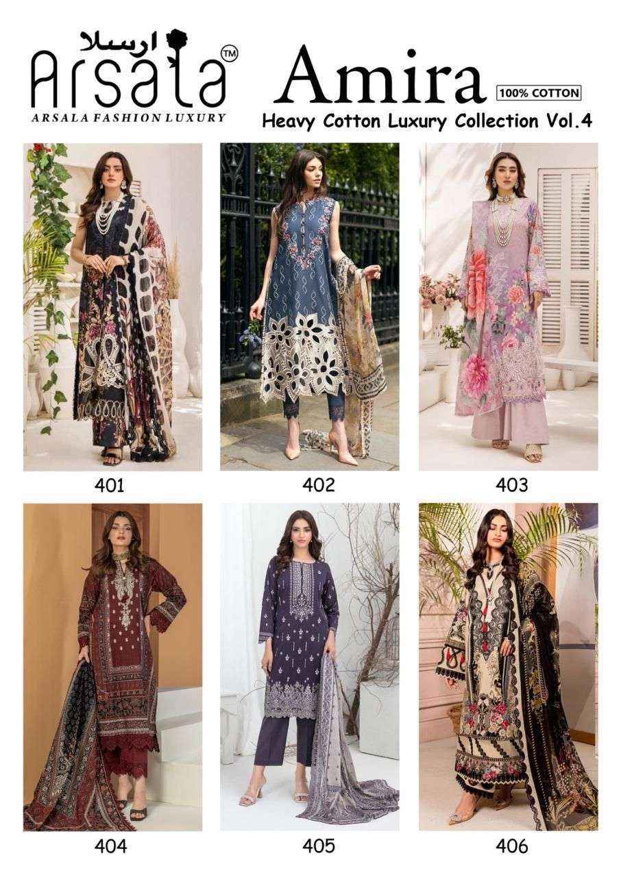 ARSALA FASHION AMIRA VOL 4 LAWN COTTON DRESS MATERIAL ( 6 PCS CATALOGUE )