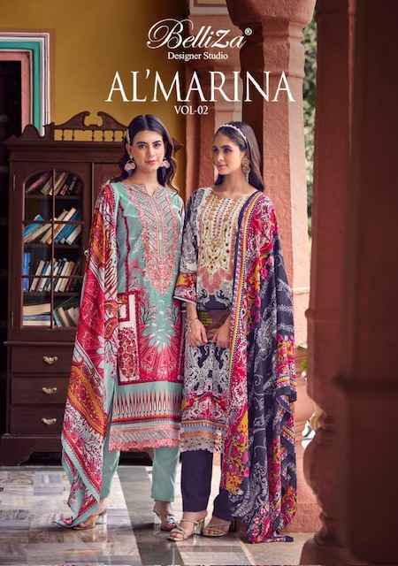 Belliza Designer Al Marina Vol 2 Wholesale Cotton Dress Material ( 8 pcs Catalogue )