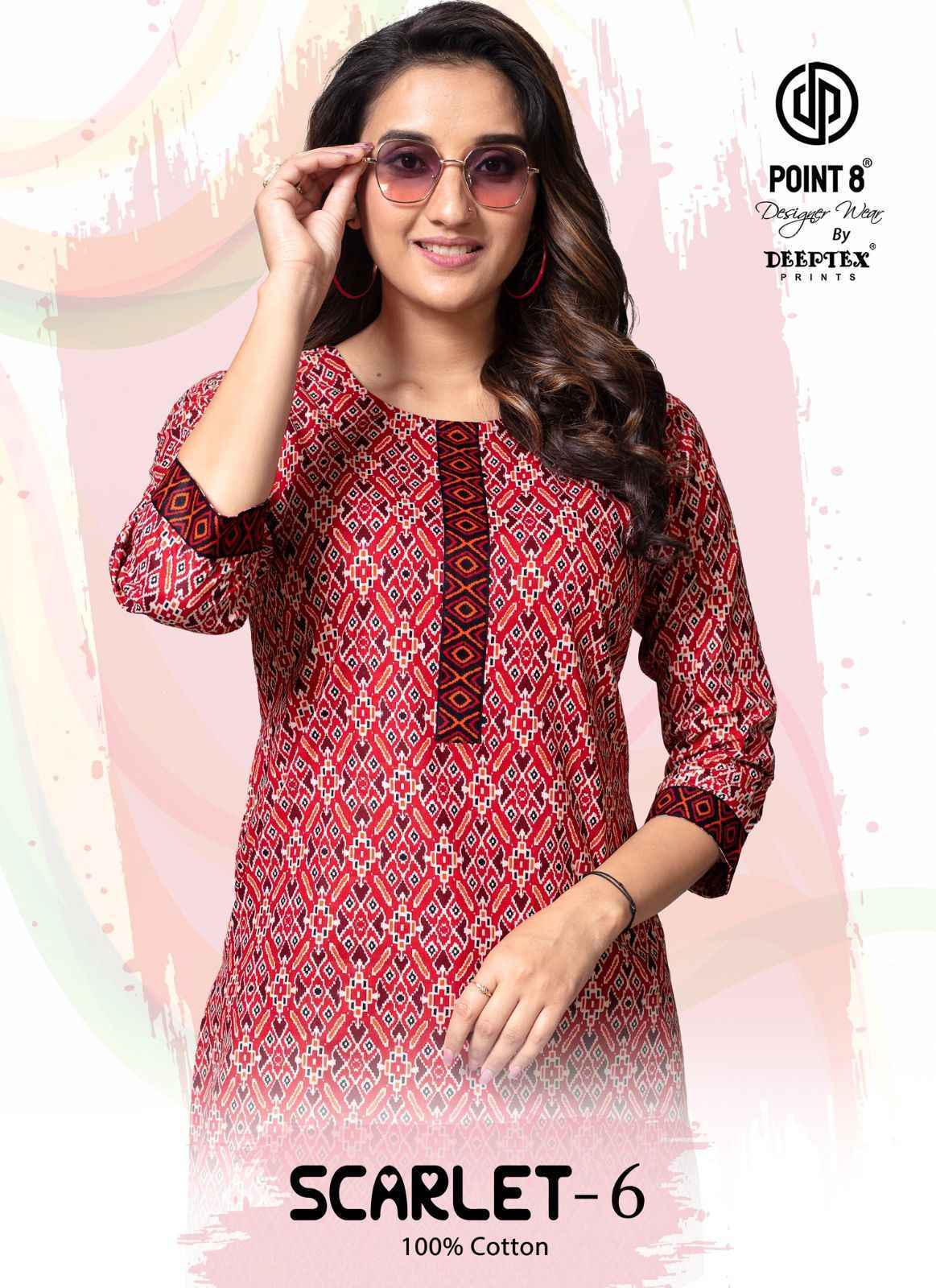 Deeptex Scarlet Vol 6 Short Cotton Tops Set Wholesale Price ( 10 Pcs Catalog )