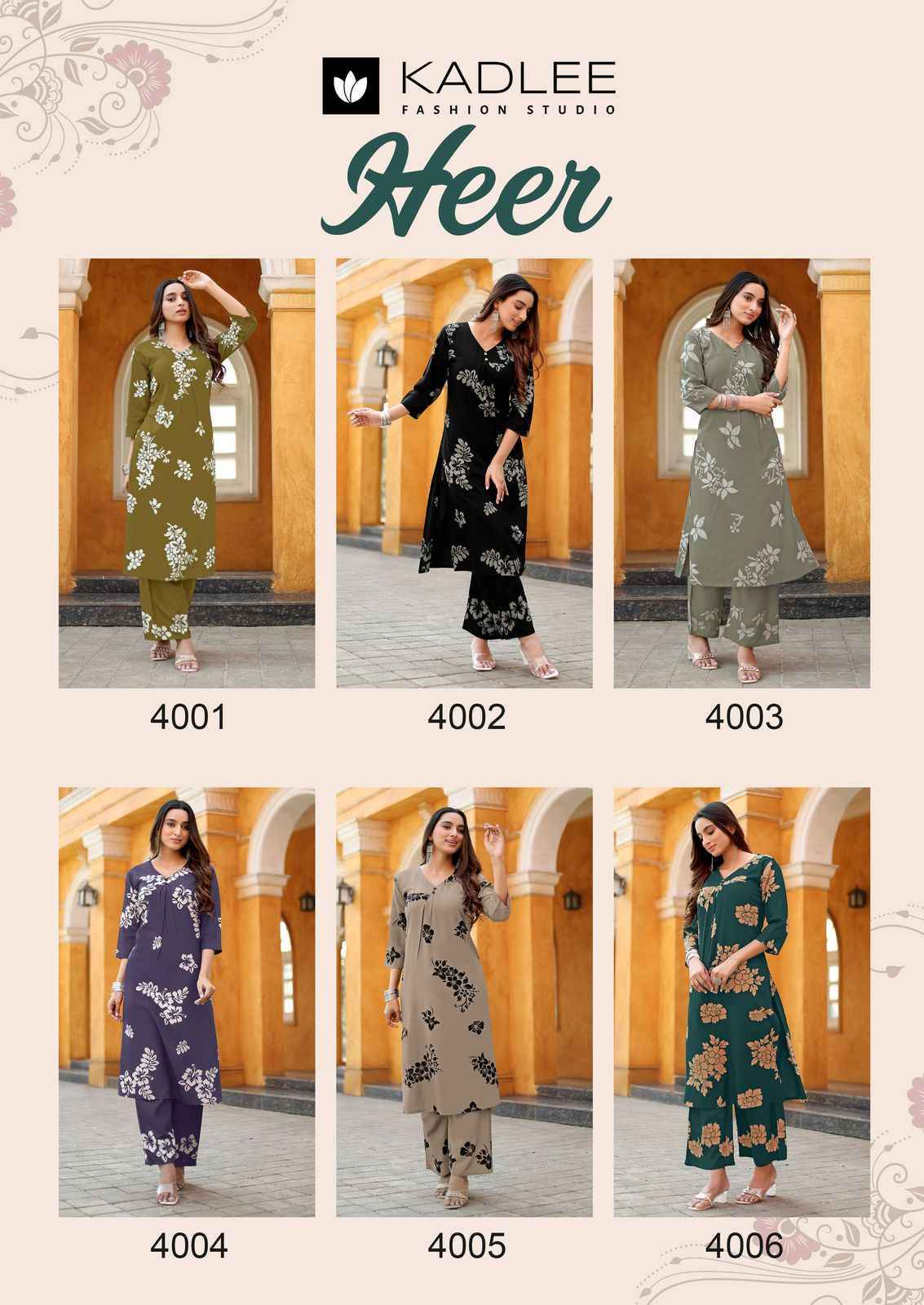 Kadlee Heer Rayon Kurti With Bottom Dress Wholesale Price ( 6 Pcs Catalog )