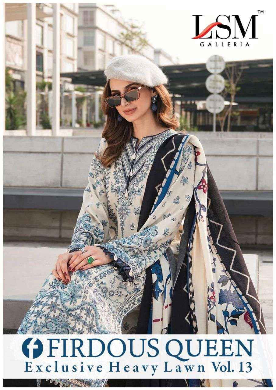 LSM Galleria Firdous Queen Lawn Vol 13 Readymade Lawn Cotton Suit Wholesale Price ( 6 Pcs Catalog )