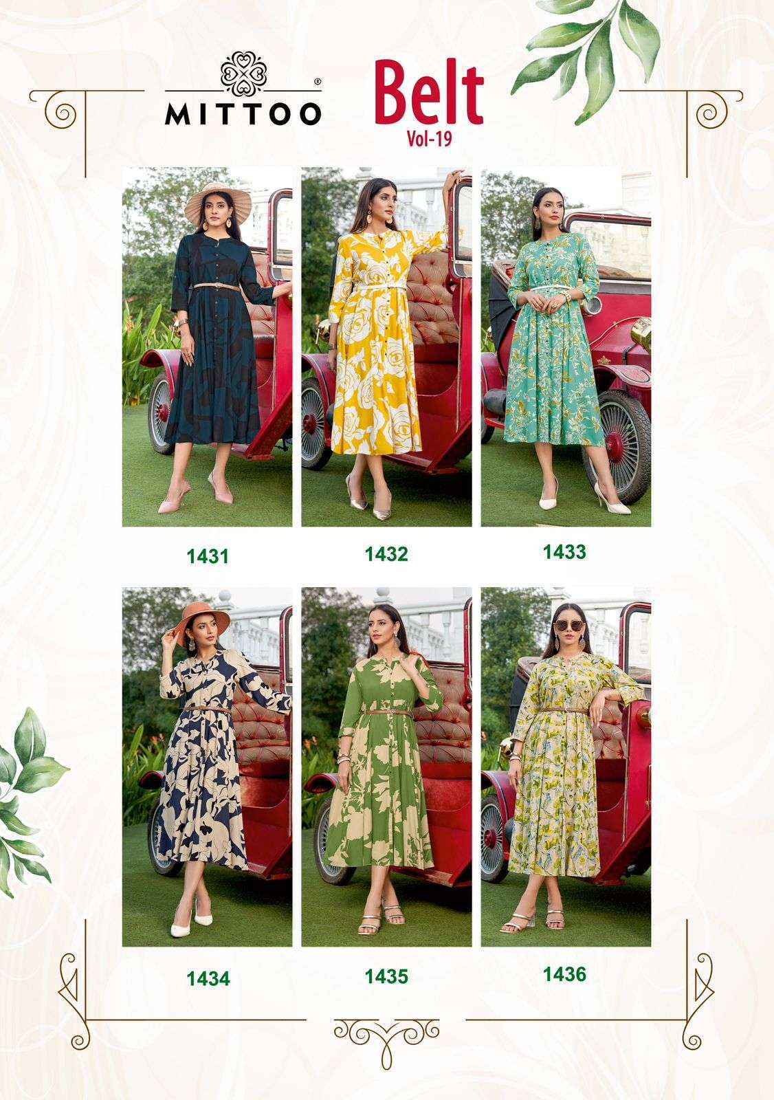 Mittoo Belt Vol 19 Rayon Kurti  Set Wholesale Price ( 6 Pcs Catalog )