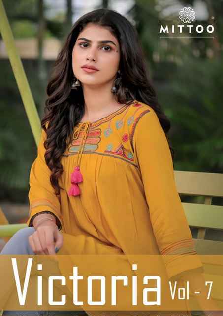 Mittoo Victoria Vol 7 Short Rayon Kurti  Wholesale Price ( 6 Pcs Catalog )