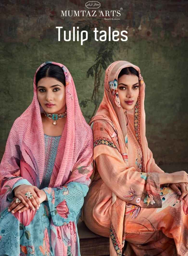 Mumtaz Arts Tulip Tales Wholesale Viscouse Musline Suits ( 4 pcs Catalogue )