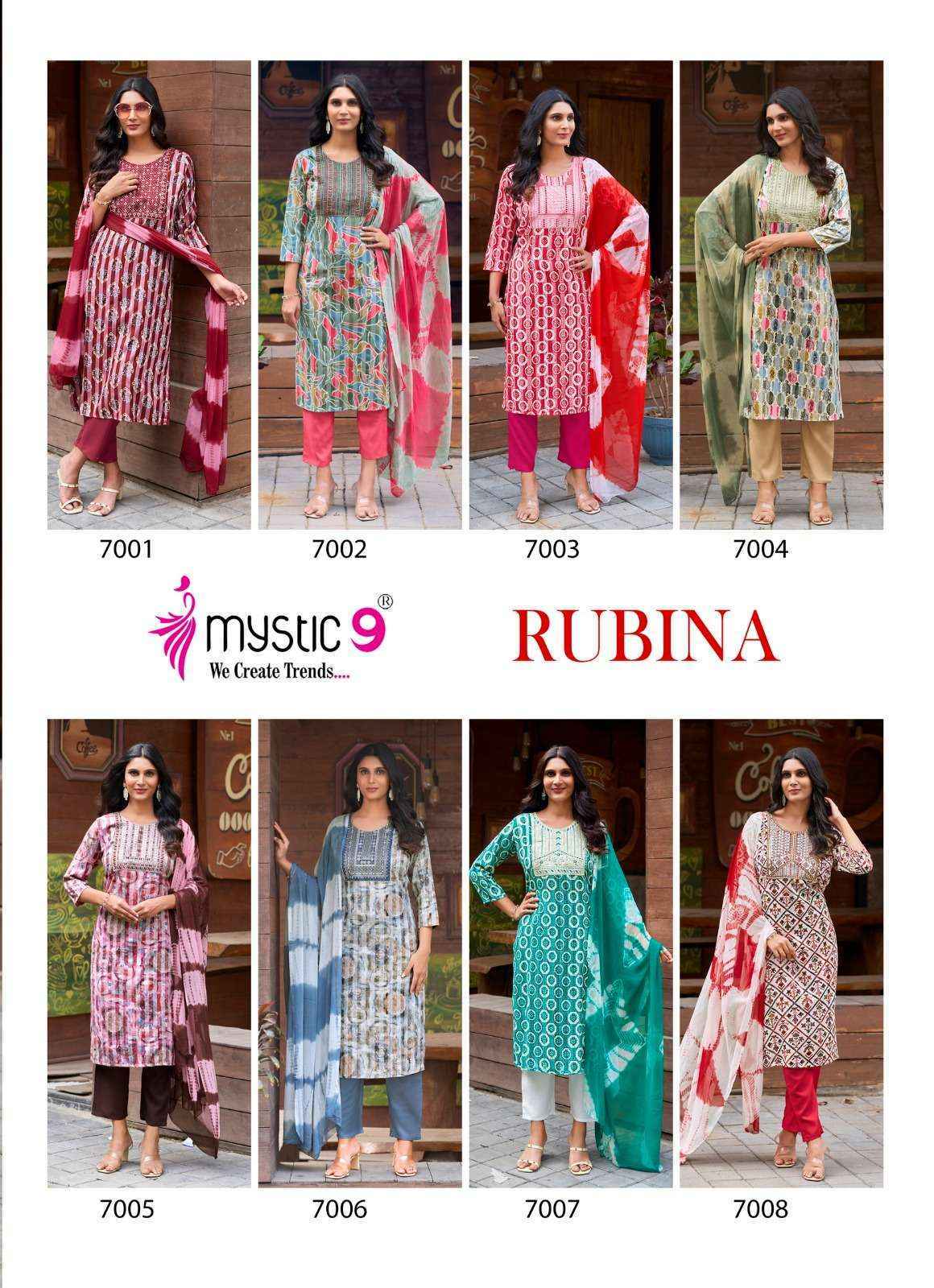 Mystic 9 Rubina Vol 7 Wholesale Rayon Readymade Suits ( 8 pcs Catalogue )