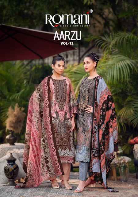 Romani Aarzu Vol 12 Cotton Dress Material Wholesale Price ( 8 Pcs Catalog )