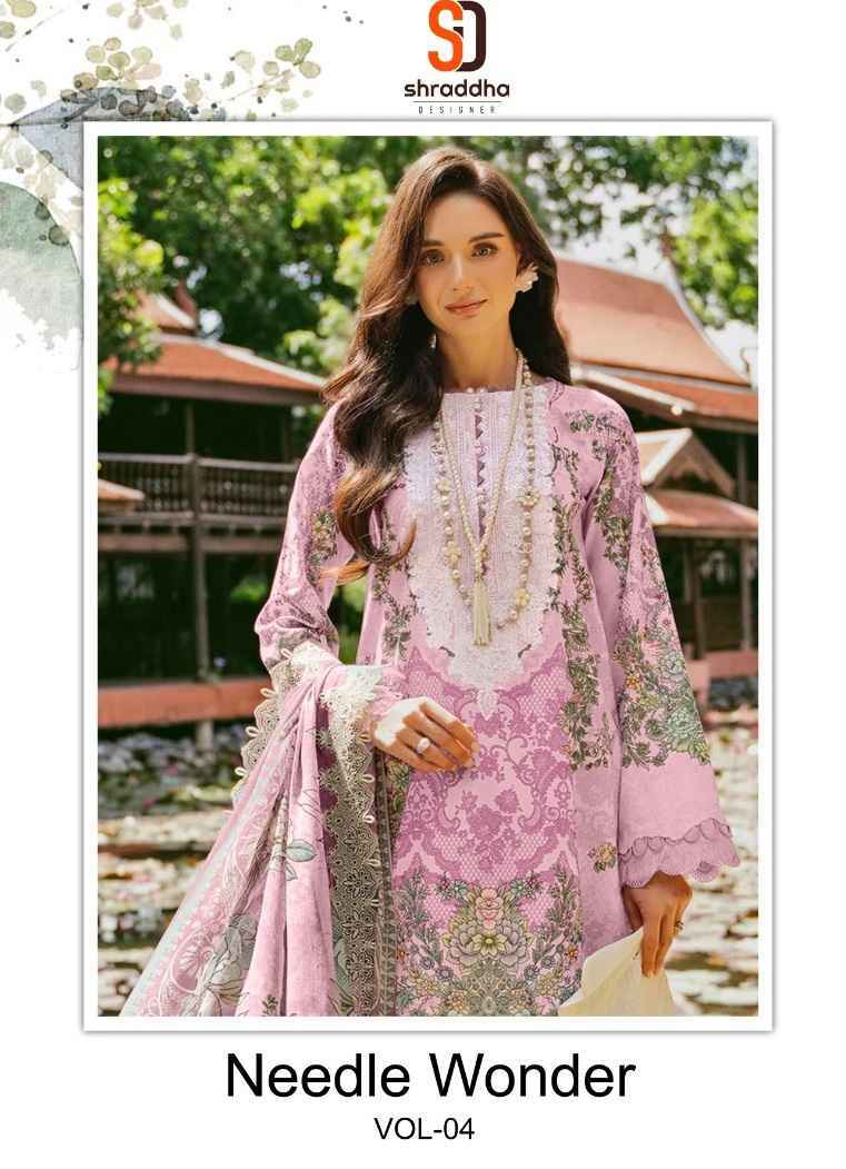 Shraddha Designer Needle Wonder Vol 4 Cotton Dress Material Wholesale Price ( 4 Pcs Catalog )