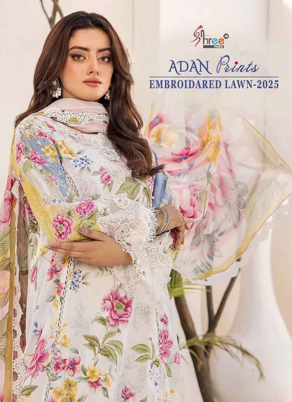 Shree Fabs Adan Prints Embroidered Lawn 2025 Cotton Dress Material ( 7 pcs Catalogue )