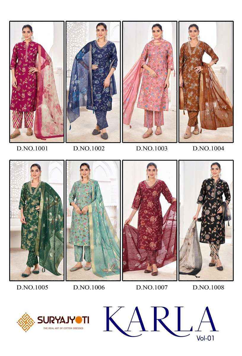 Suryajyoti Karla Vol 1 Readymade Pure Modal Suits ( 8 Pcs Catalogue )