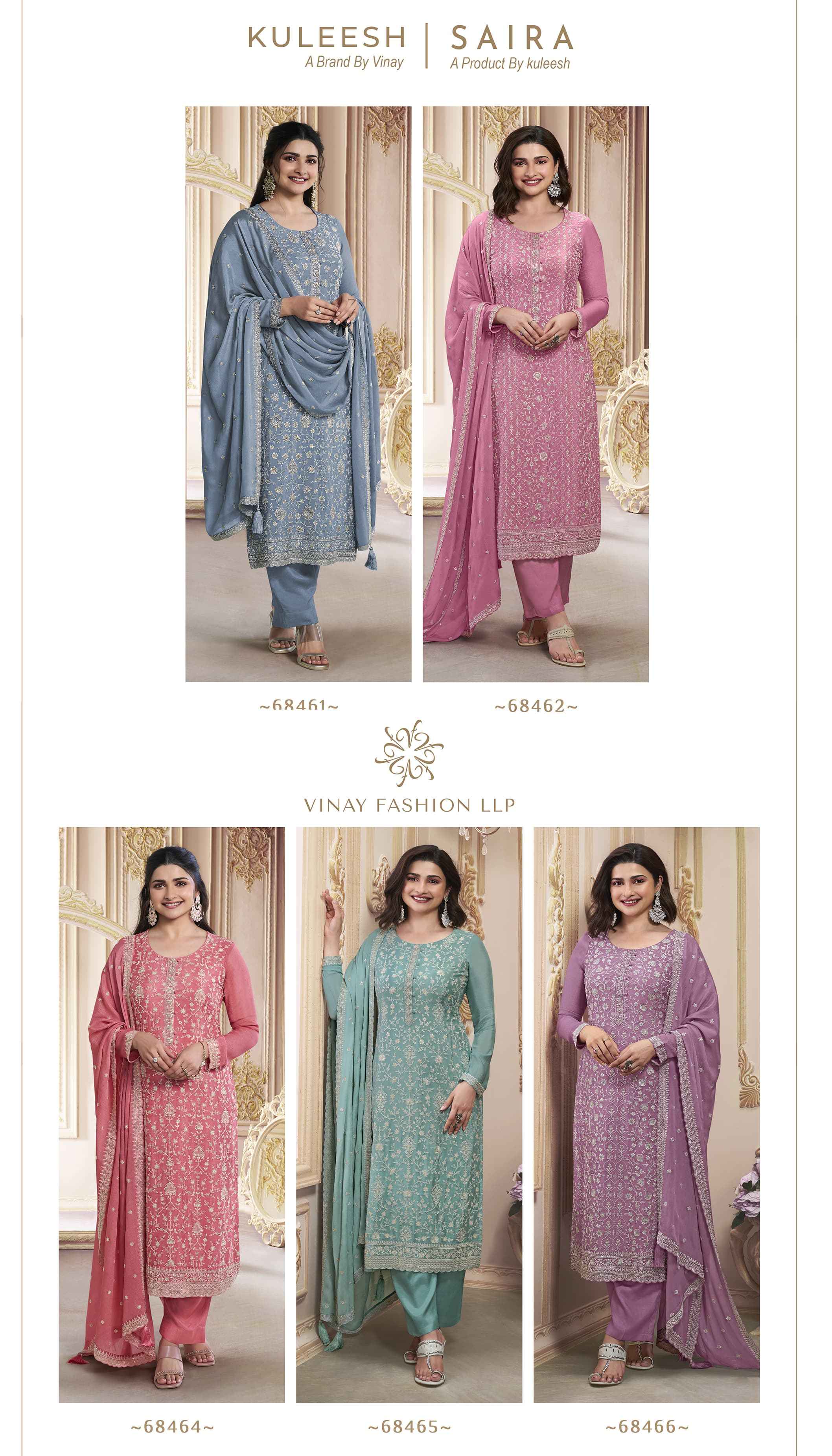 Vinay Fashion Kuleesh Saira Nx Chinon Embroidered Dress Material ( 5 Pcs Catalogue )