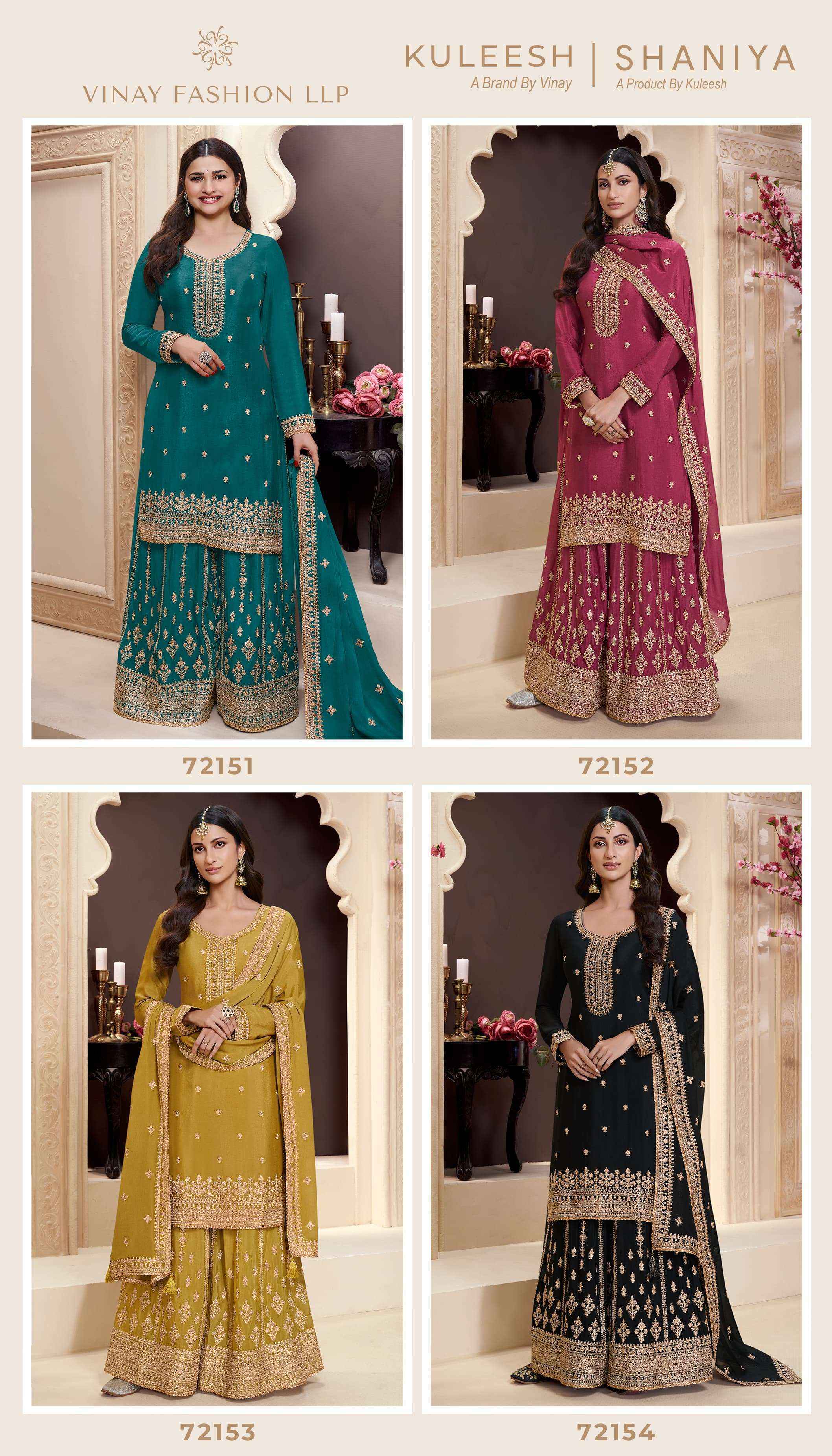 Vinay Kuleesh Shaniya Wholesale Chinon Salwar Kameez ( 4 pcs Catalogue )