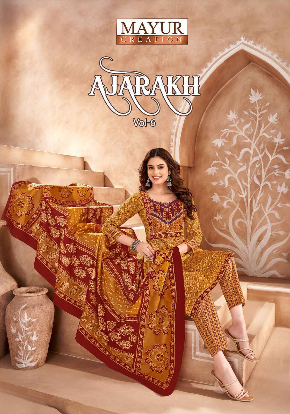 Mayur Creation Ajarakh Vol 6 Readymade Cotton Dress Wholesale Price ( 10 Pcs Catalog )