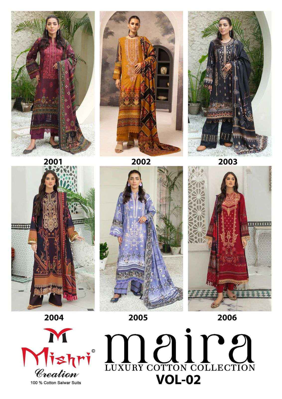 MISHRI MAIRA VOL 2 COTTON KARACHI PAKISTANI DRESS MATERIAL ( 6 PCS CATALOGUE )